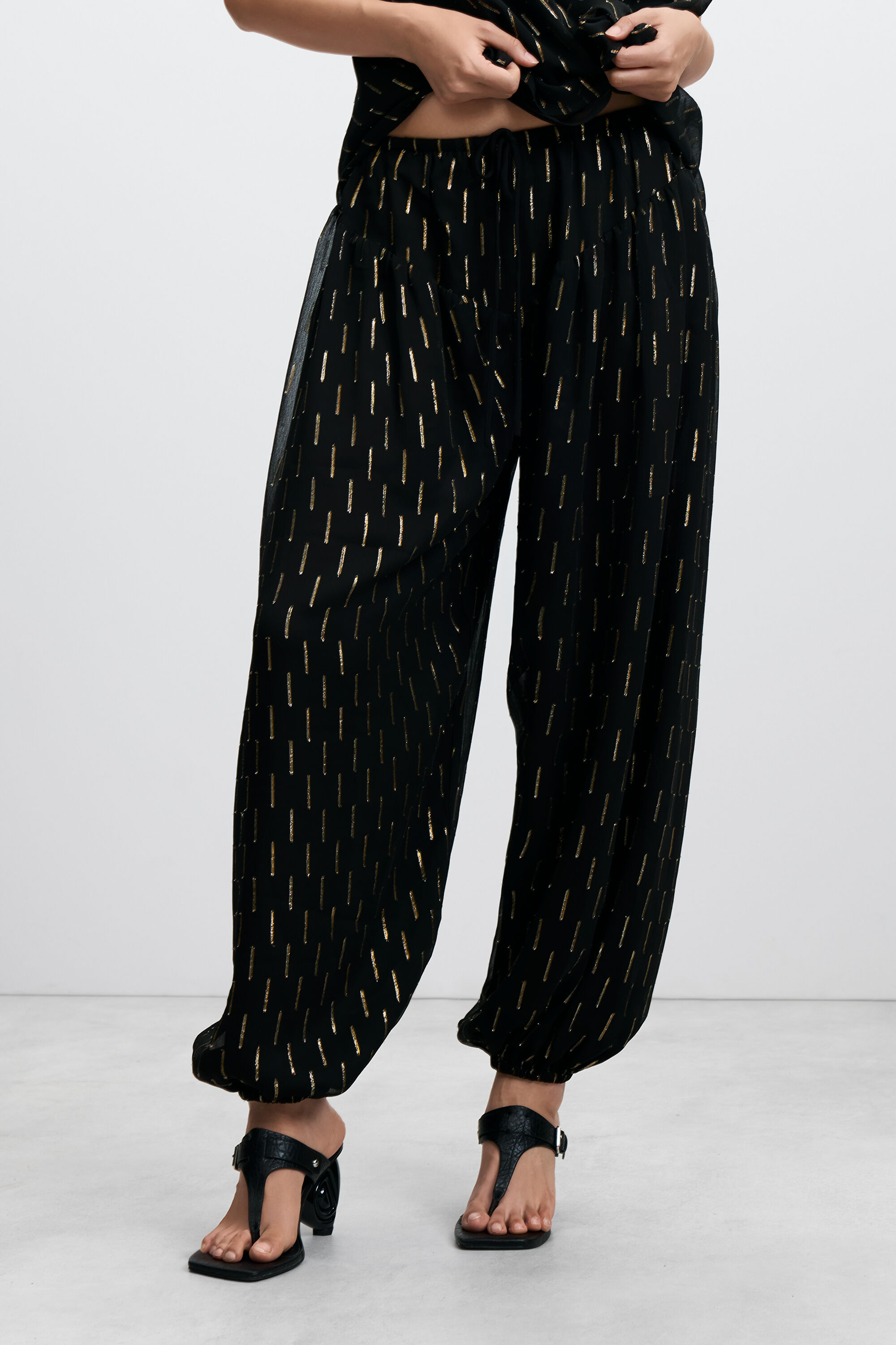 pantalon balloon à détails métallisés, DESIGUAL