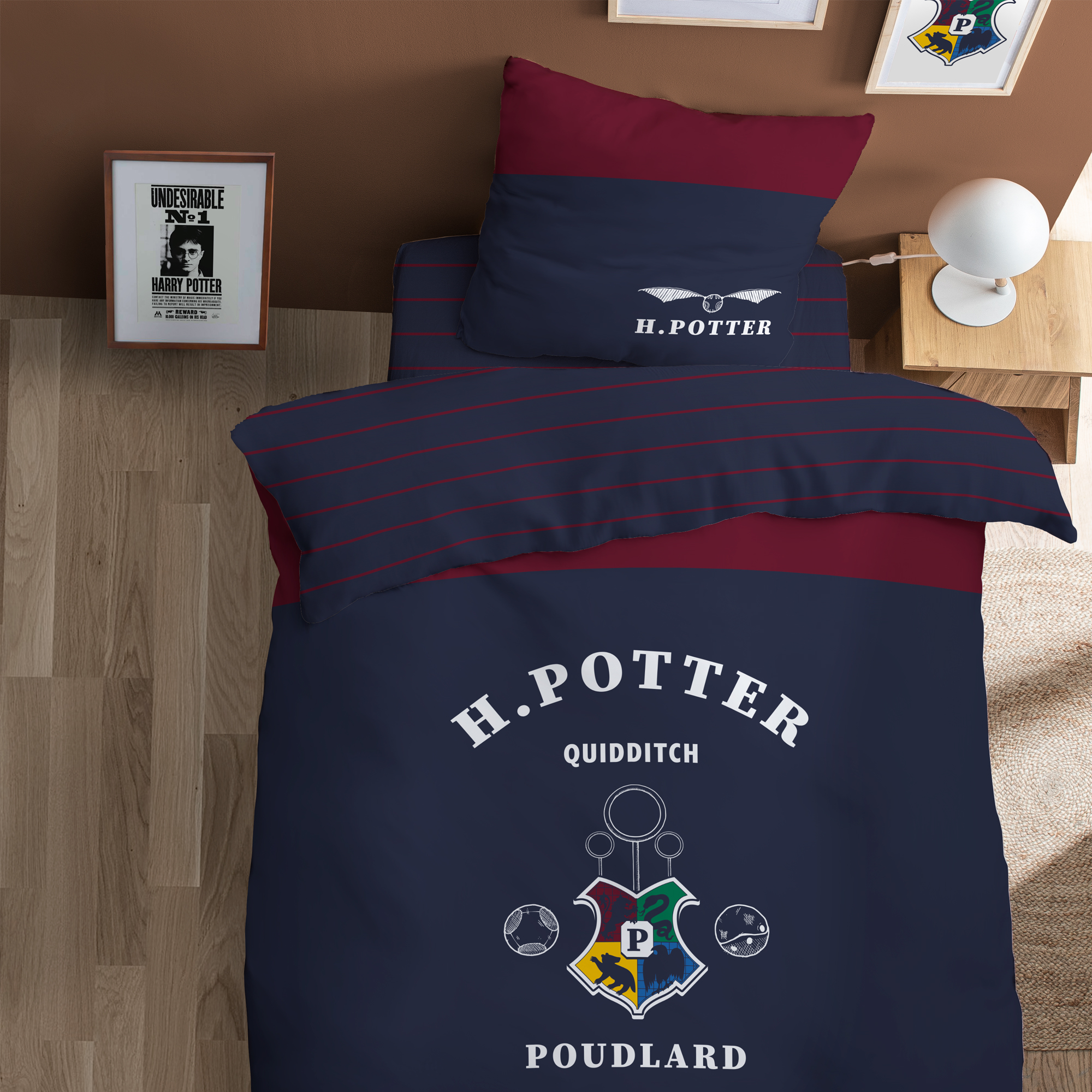 Parure de lit imprimée 100% coton, STRIPE, HARRY POTTER