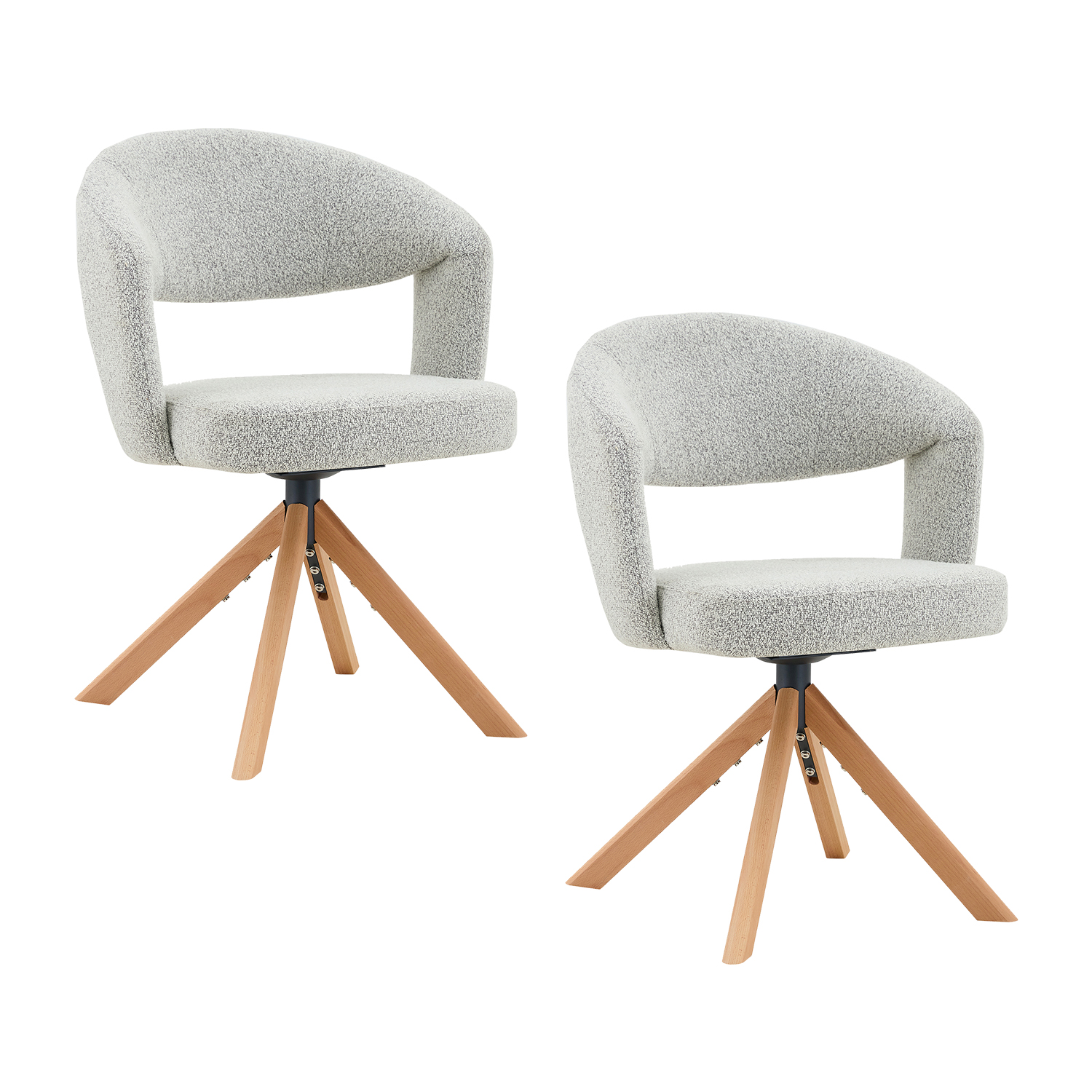 Lot de 2 fauteuils de salle à manger en chenille rotatif scandinave, CARMONDA, MEUBLES COSY