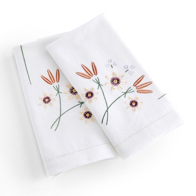 Set of 2 Martha Embroidered Floral Cotton and Linen Napkins LA REDOUTE INTERIEURS