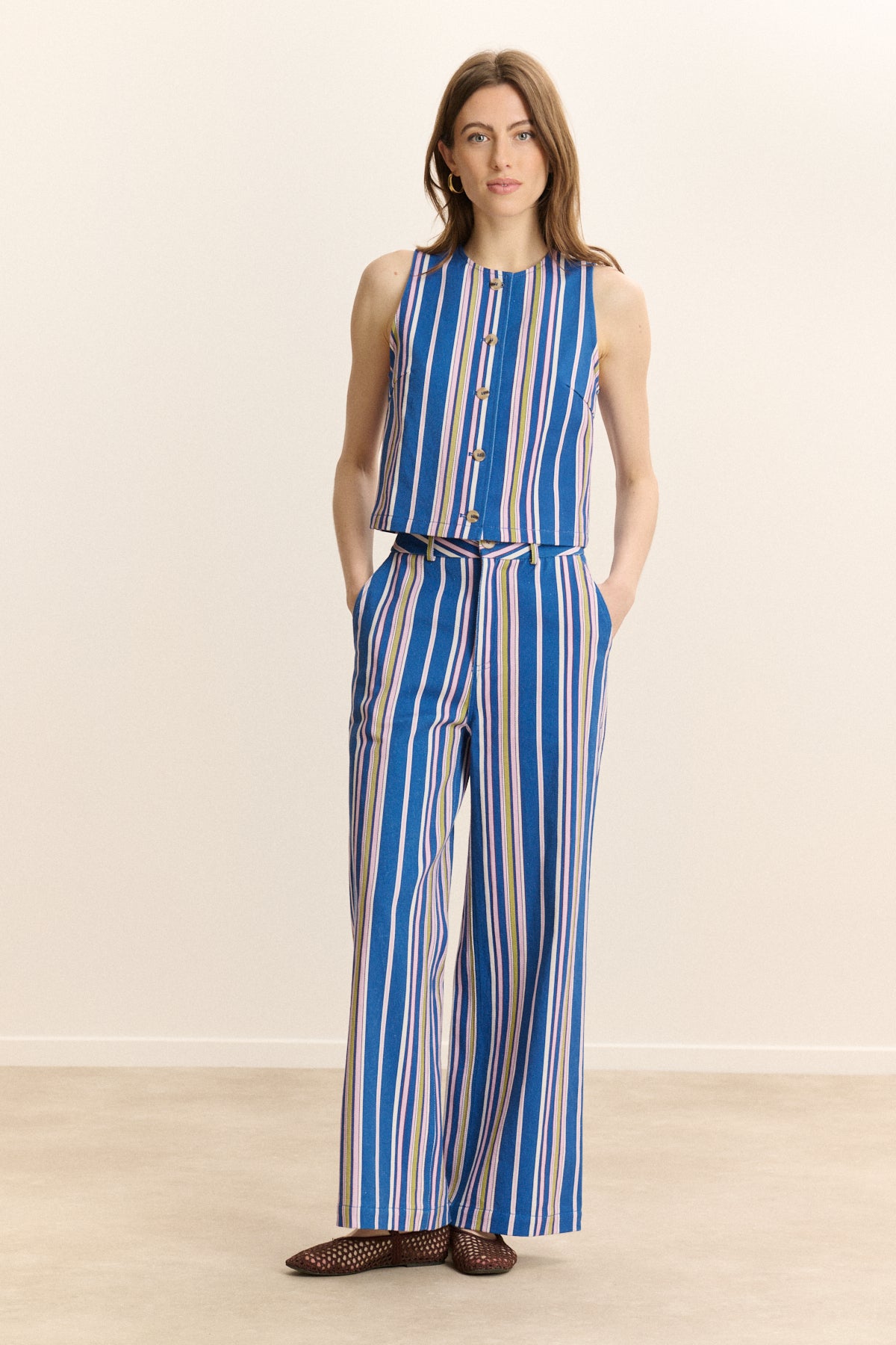 Pantalon à rayures en denim VICTORINE, GARANCE PARIS