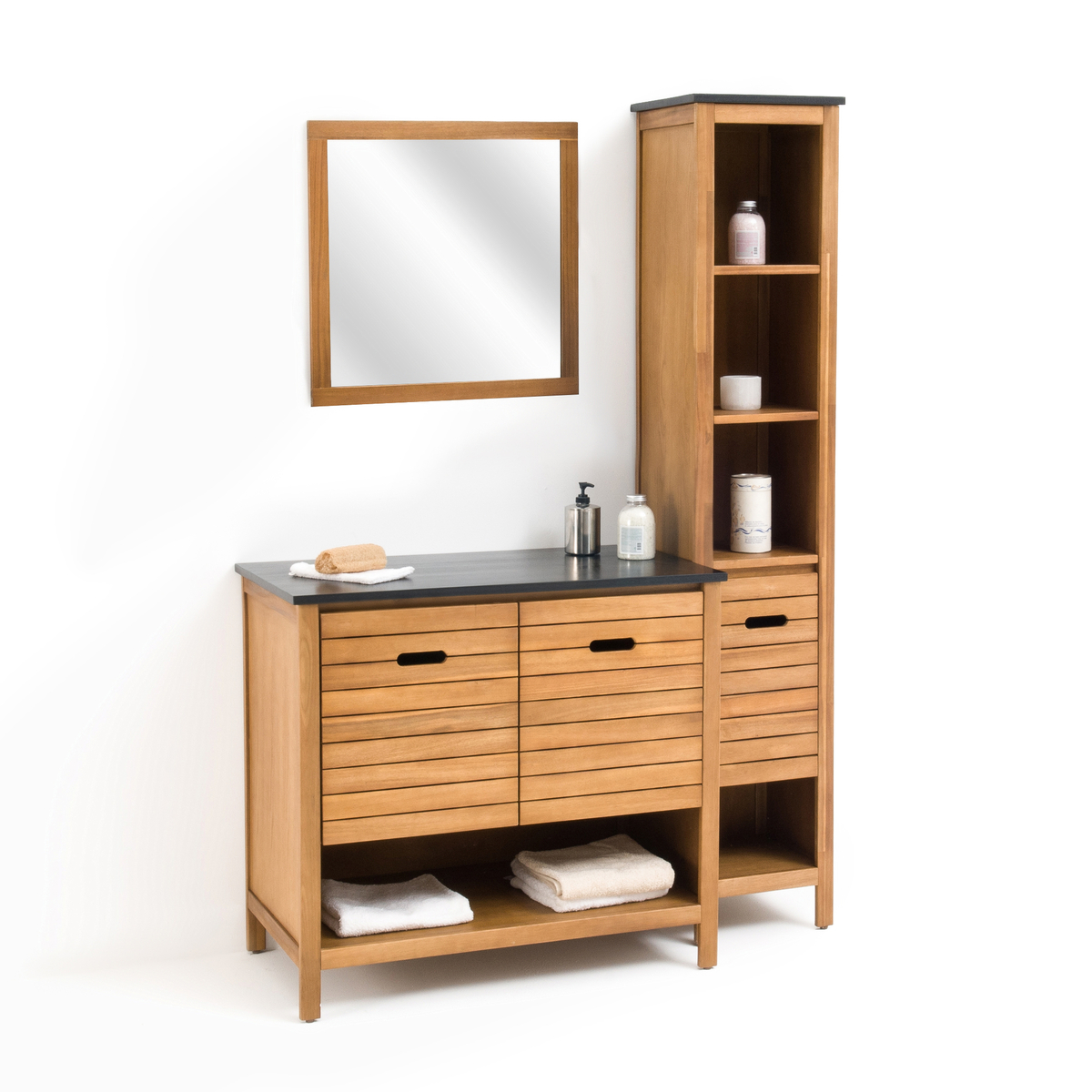 Product photograph of Saturne Acacia Bathroom Vanity Unit 90cm from La Redoute UK
