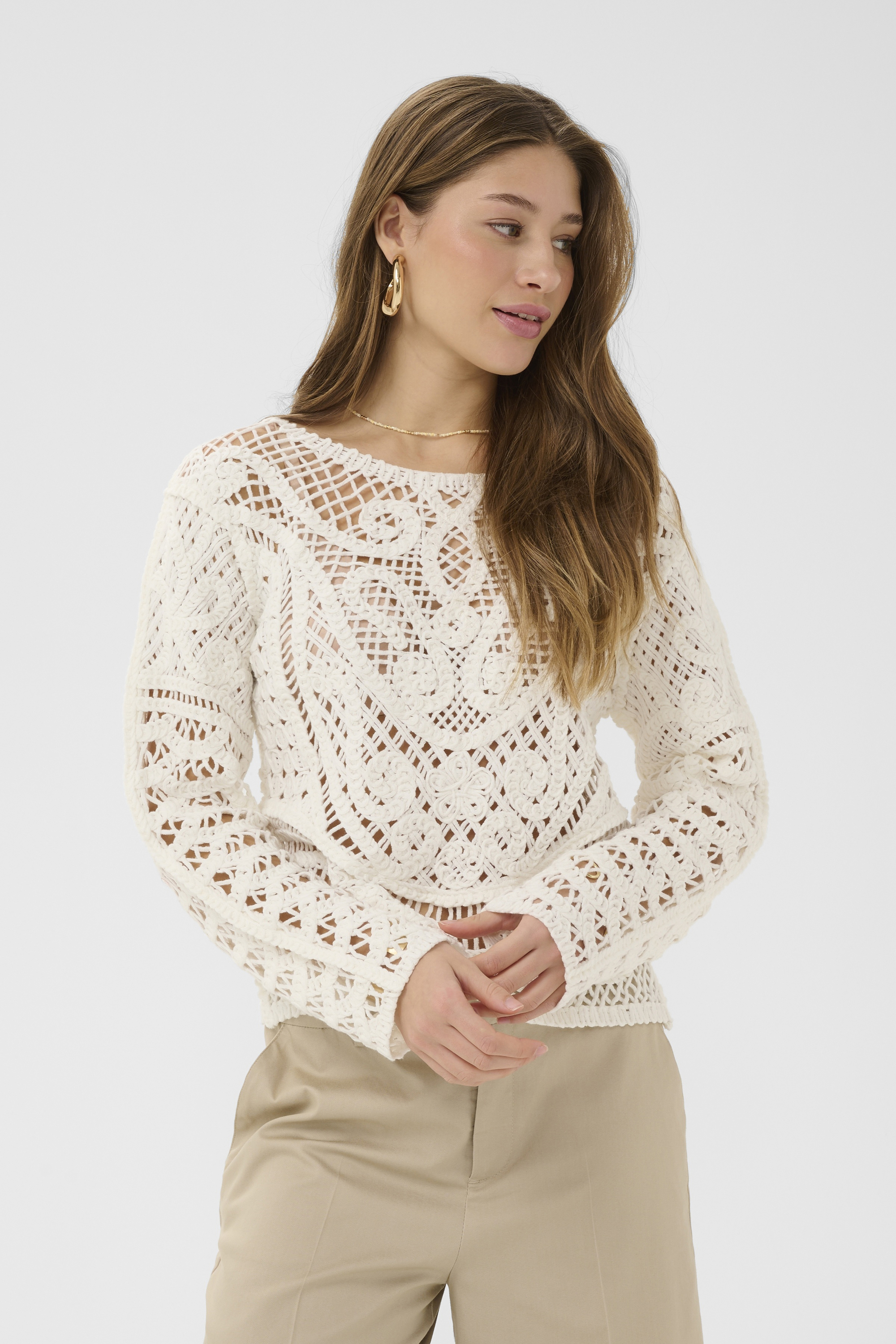 Pullover tricoté, CREAM