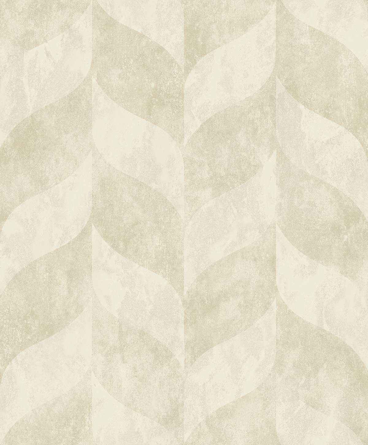 Papier peint géométrique feuilles beige doré, HEXOA