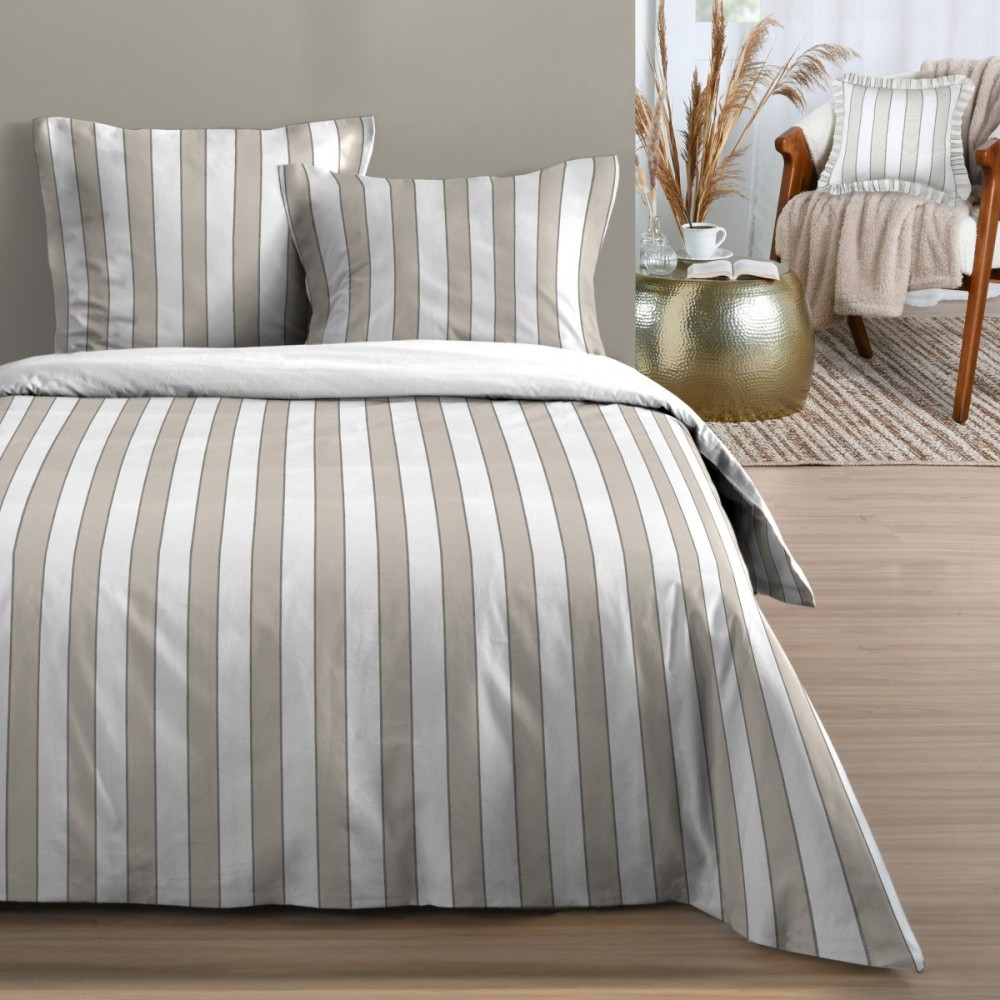 Housse De Couette 100% Coton 57 Fils + 2 Taies D'oreiller, DECORATIE