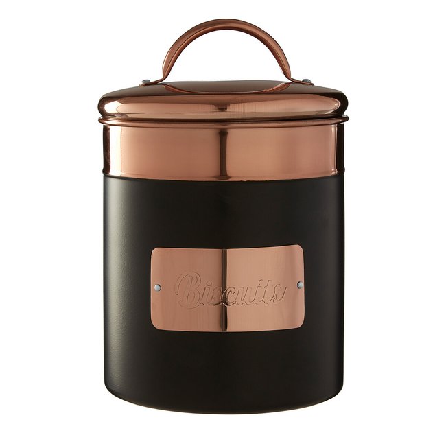 Biscuit Canister in Charcoal/Copper, grey, SO'HOME