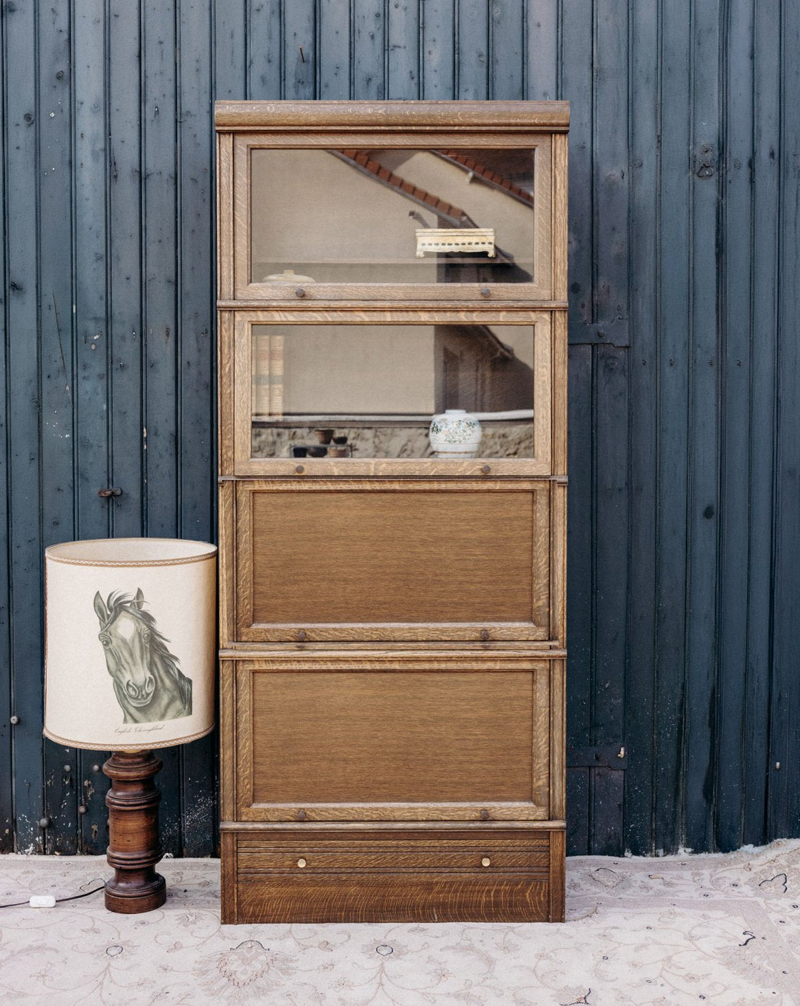 Vitrine modulable en bois brut Victoria N°1318 - Bon état, DEBONGOUT