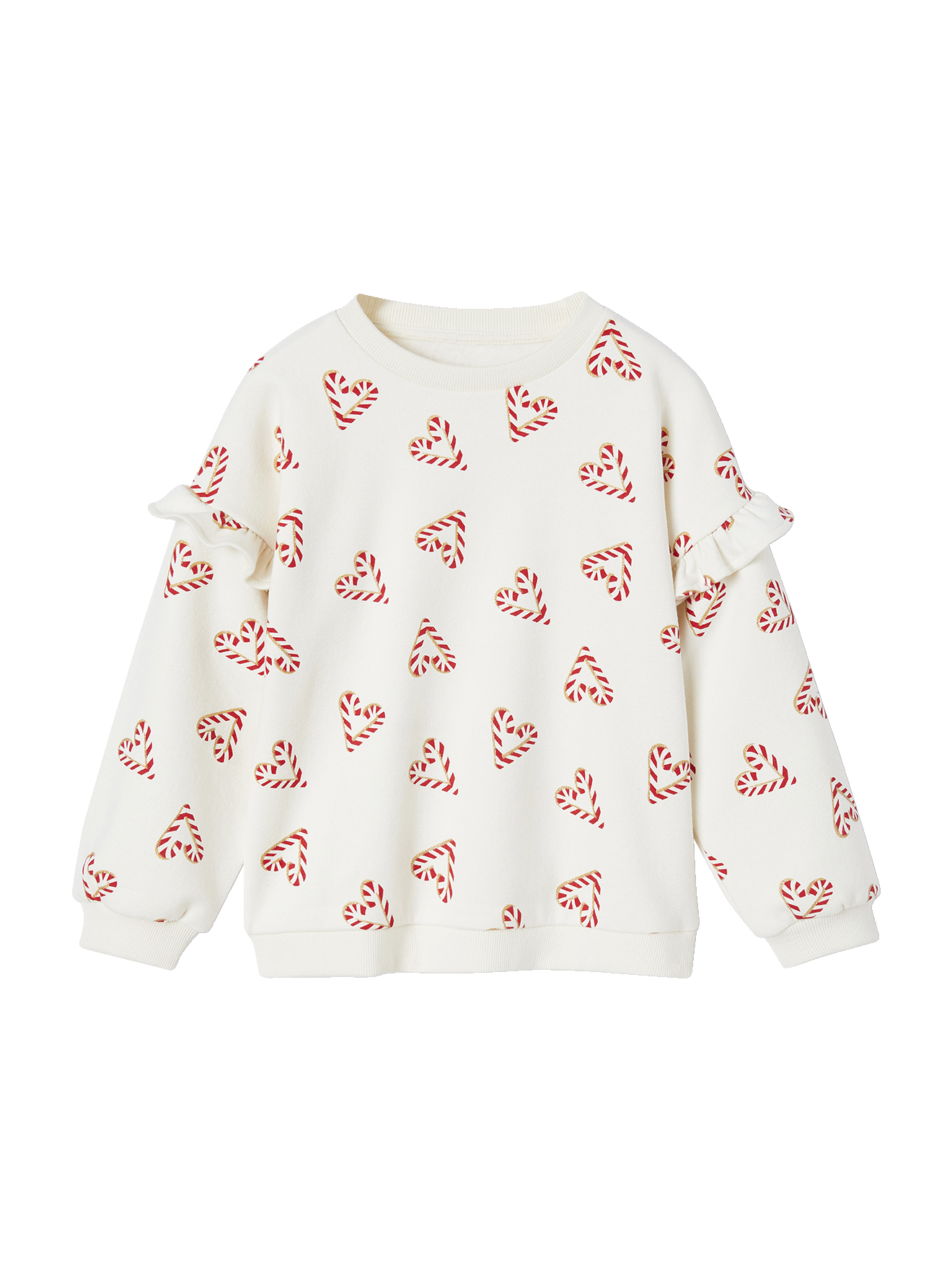 Sweat de Noël coeurs pailletés sucre d'orge manches volantées NOEL, VERTBAUDET