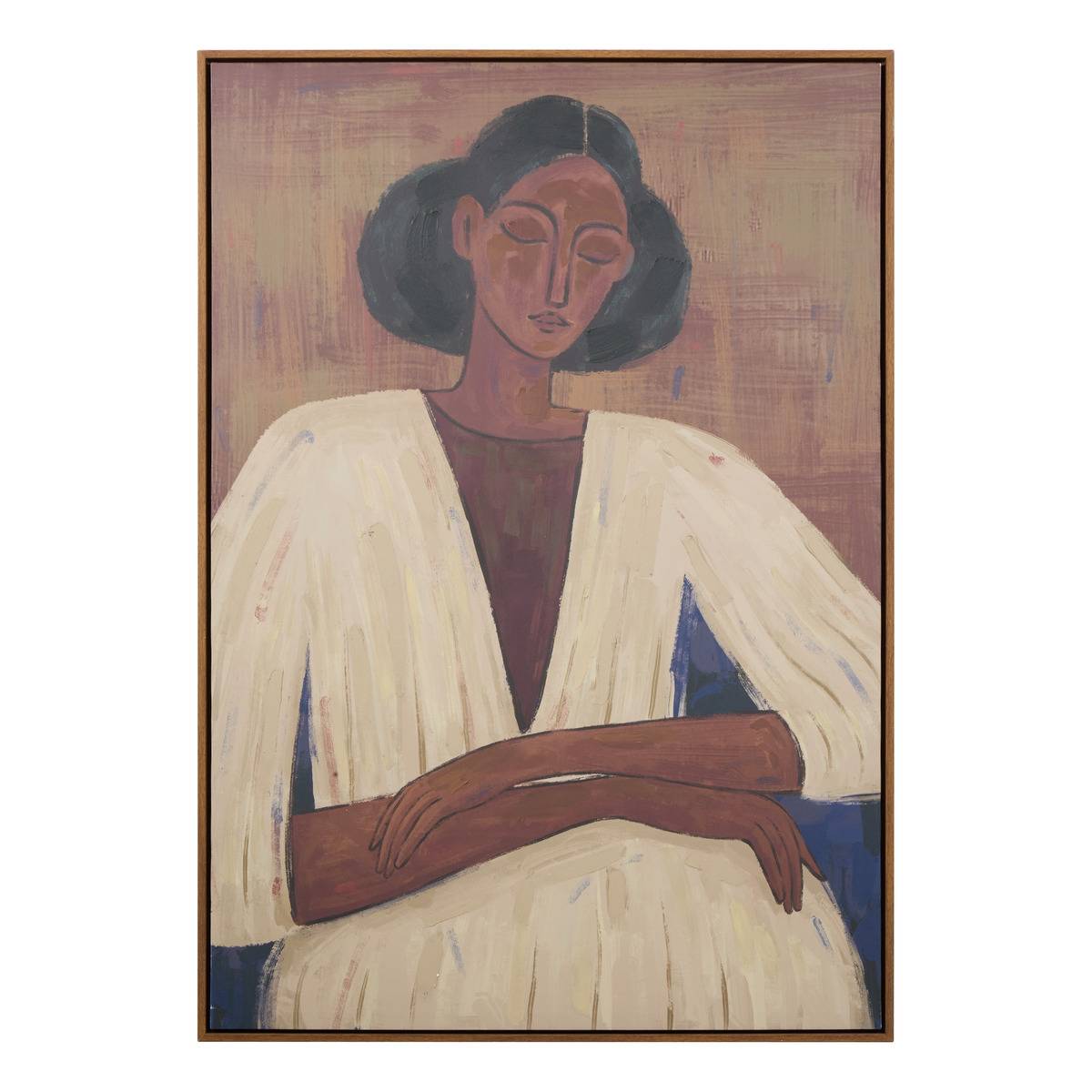Toile peinte encadrée portrait femme sereine AICHA, ATMOSPHERA