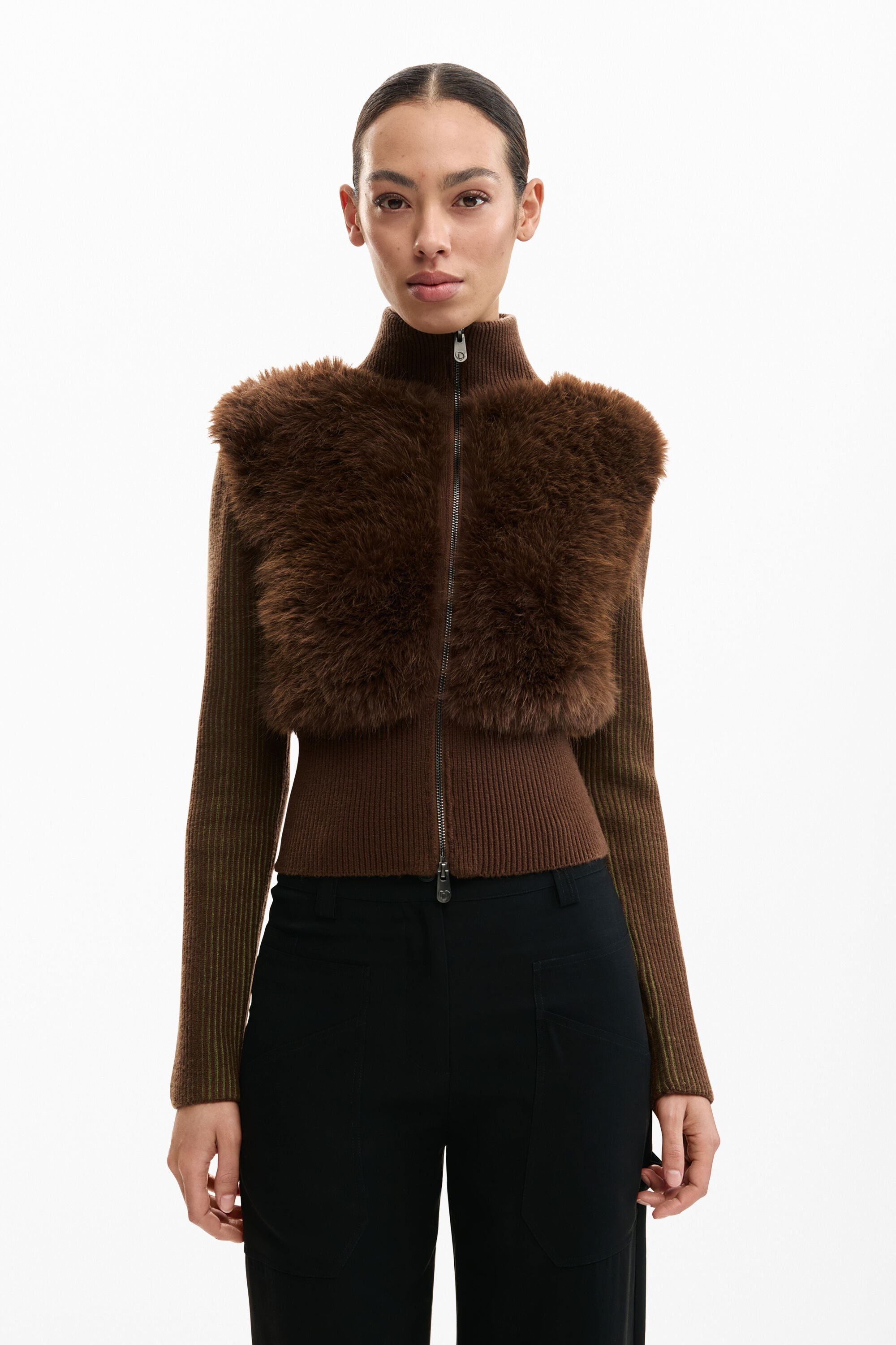 Veste en maille chocolat, DESIGUAL