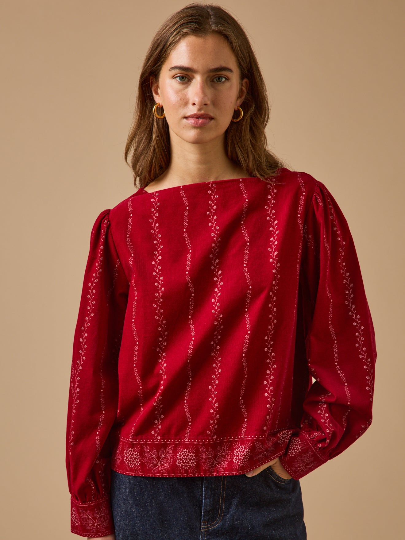 Blouse velours babycord imprimé Folk, CYRILLUS