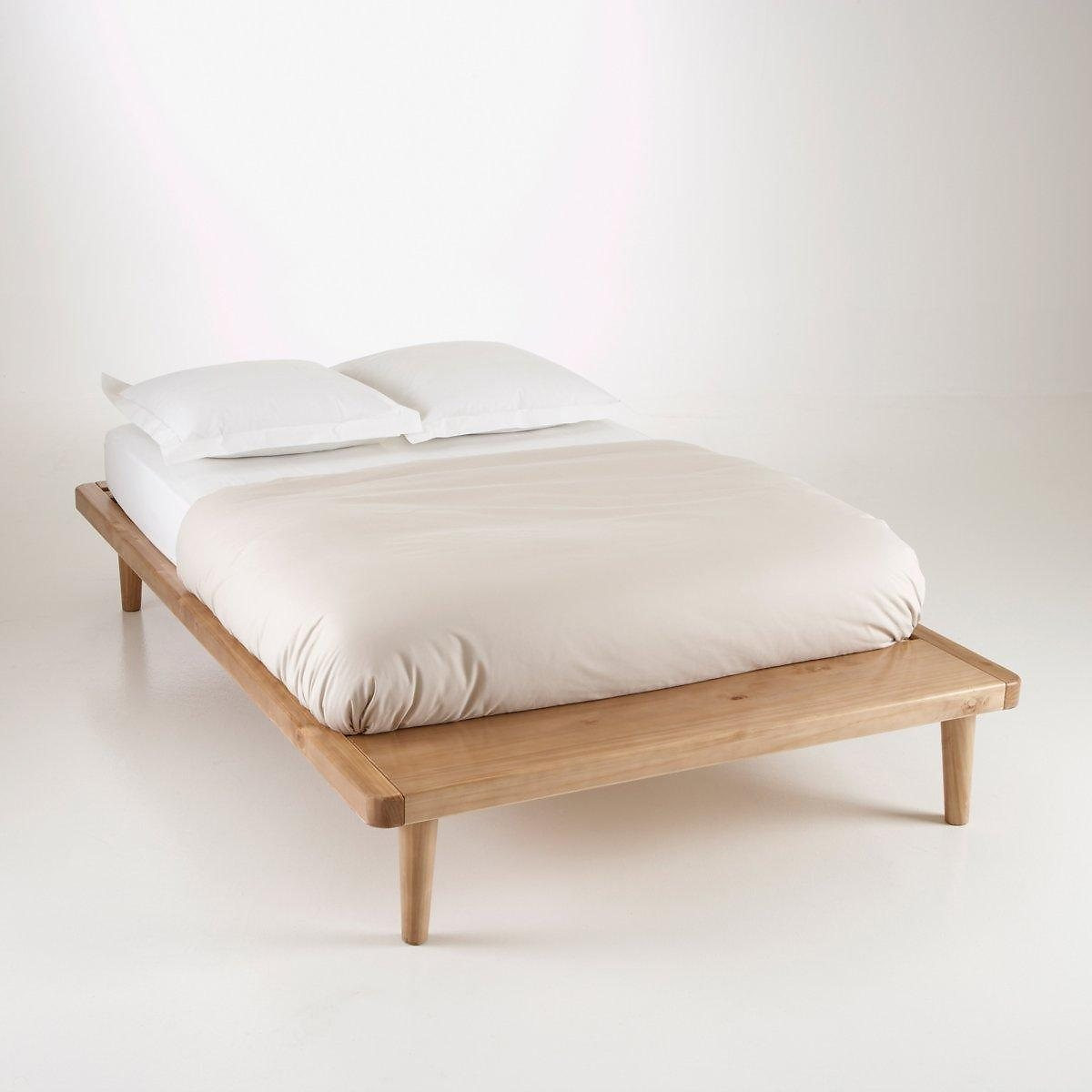 Jimi Solid Pine Platform Bed Oak, Solid Platform Bed Frame