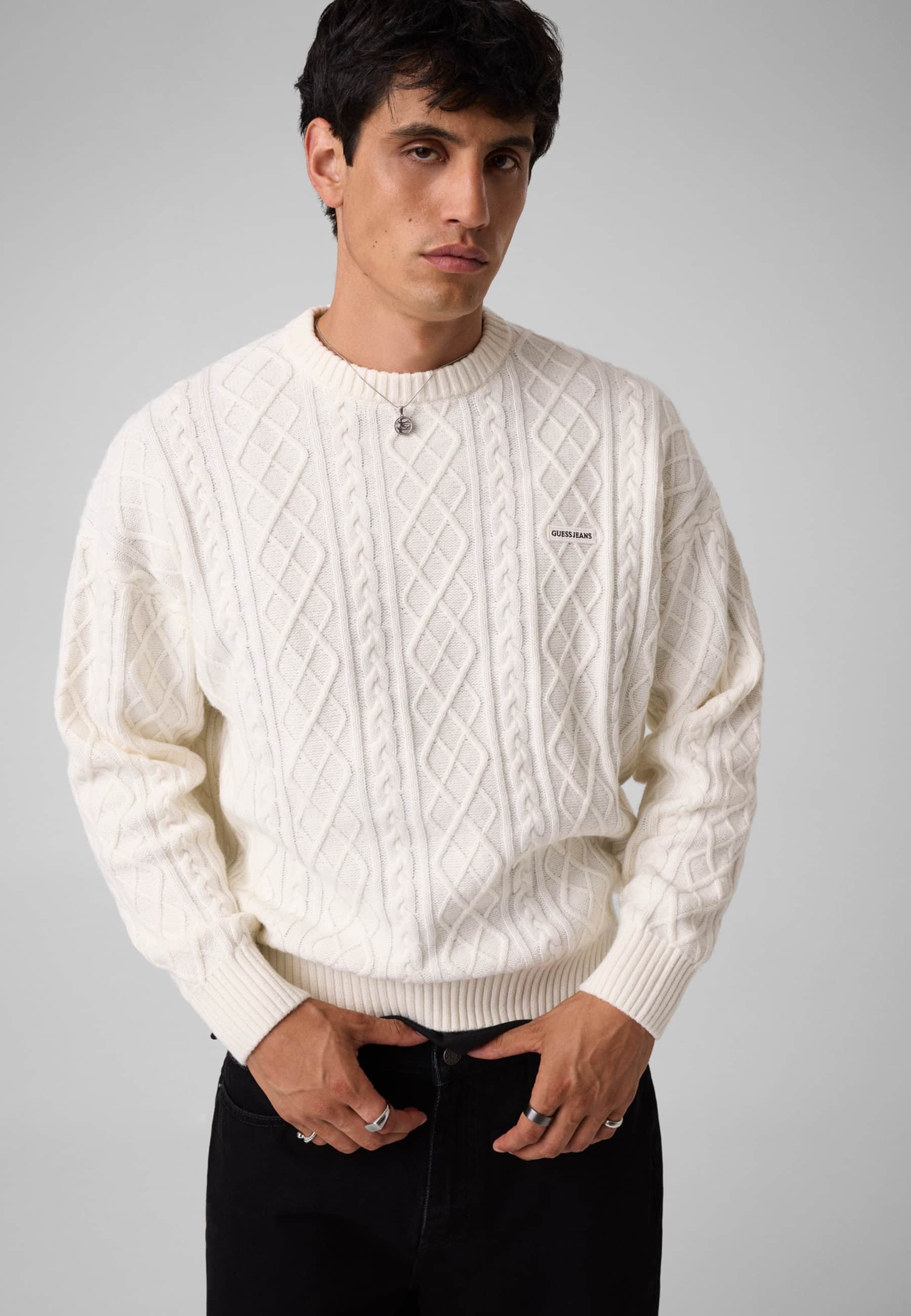 Pull En Maille Tressée, GUESS JEANS