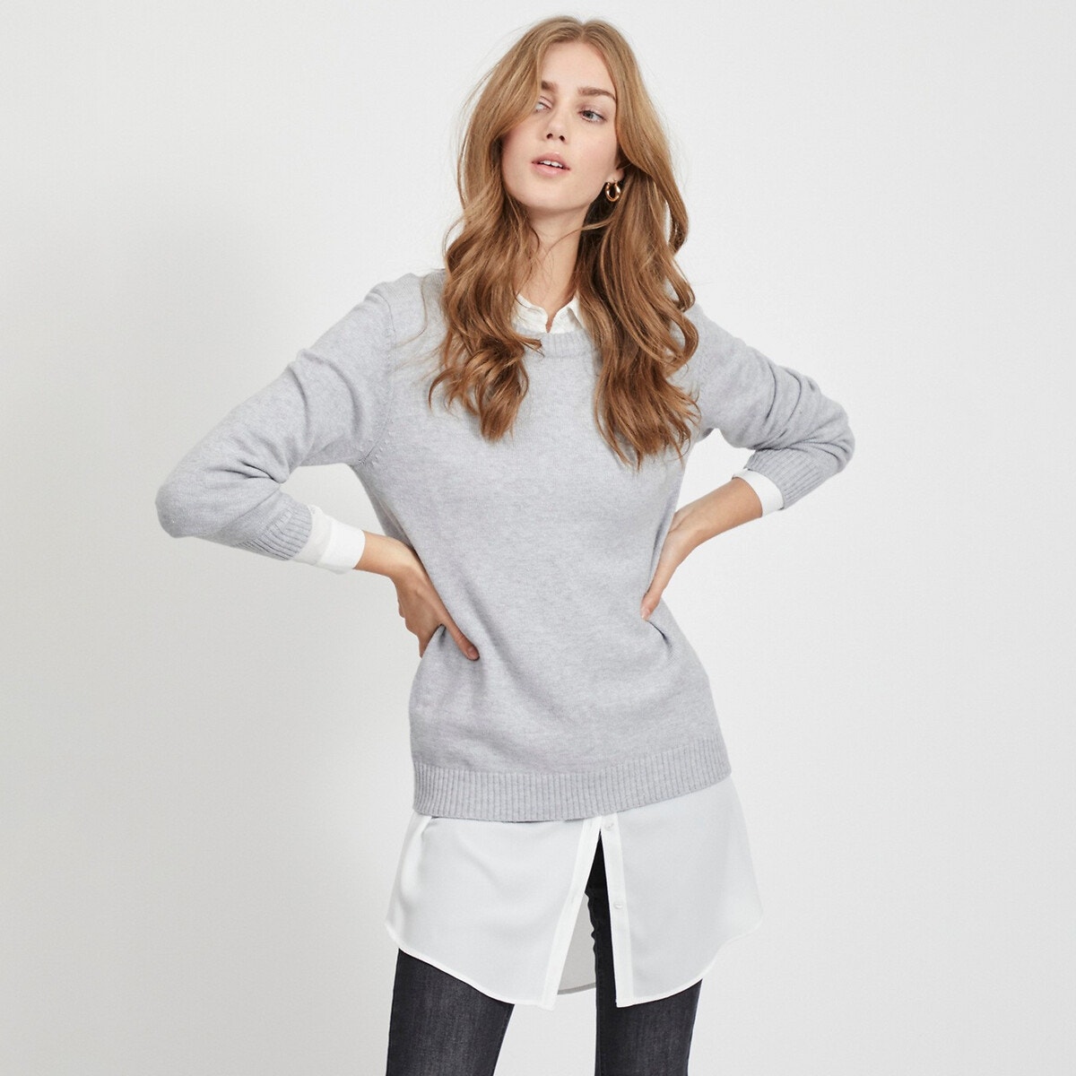 Pull scollo rotondo in maglia fine, VILA