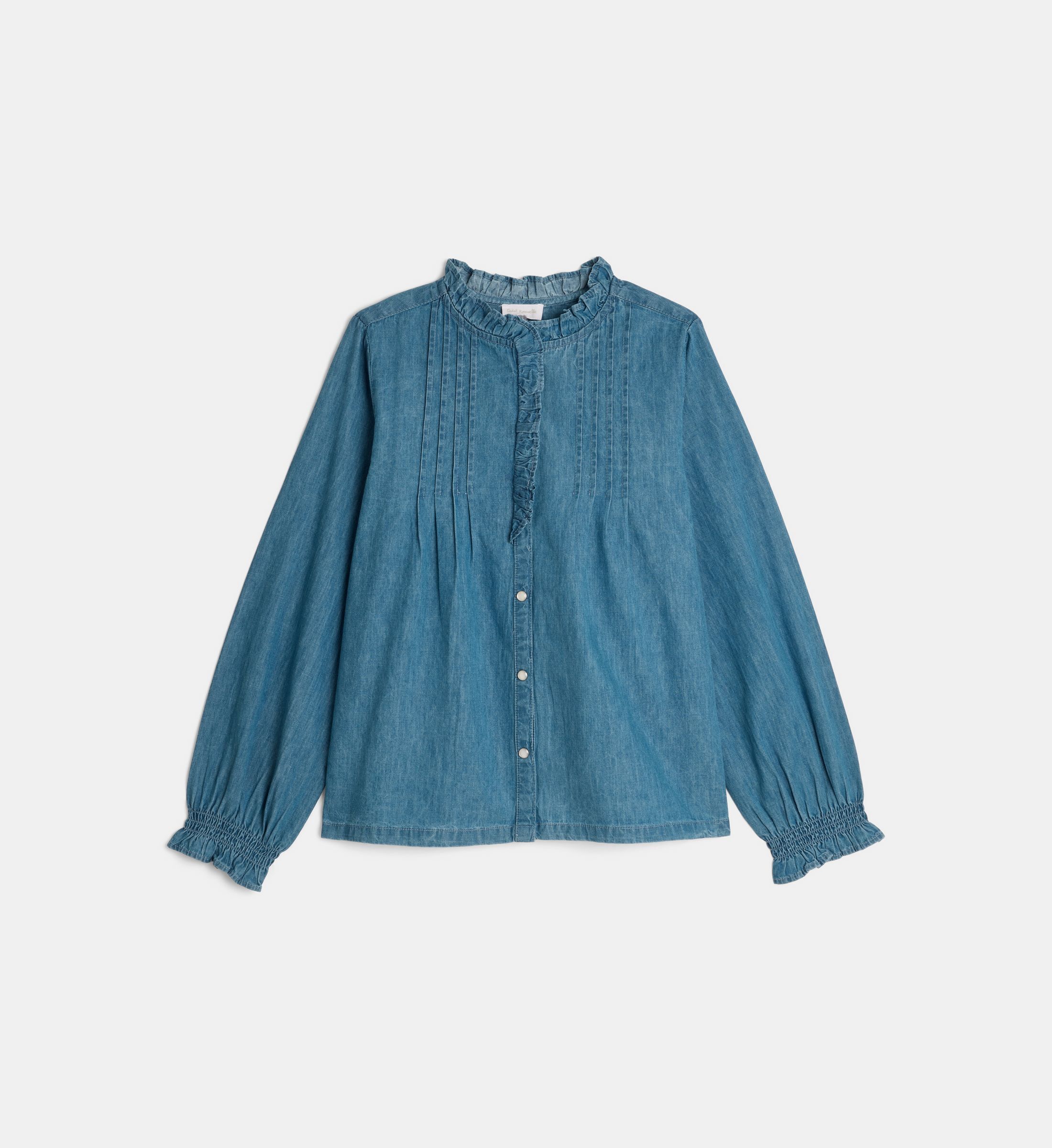 Chemise denim tadele plis plats coton, CADET ROUSSELLE