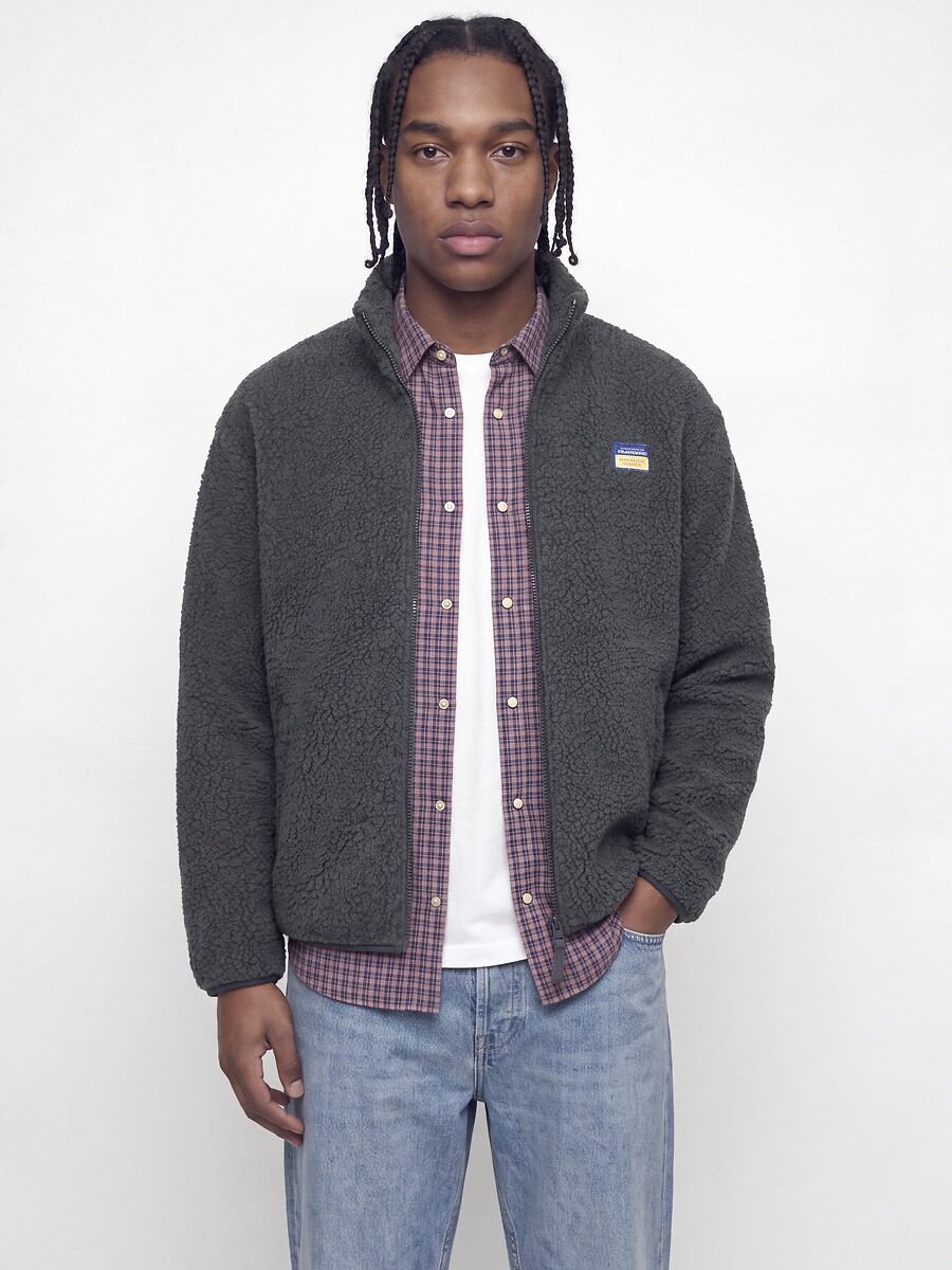 Giacca in sherpa, collo alto, con cerniera, POCKY, JACK & JONES