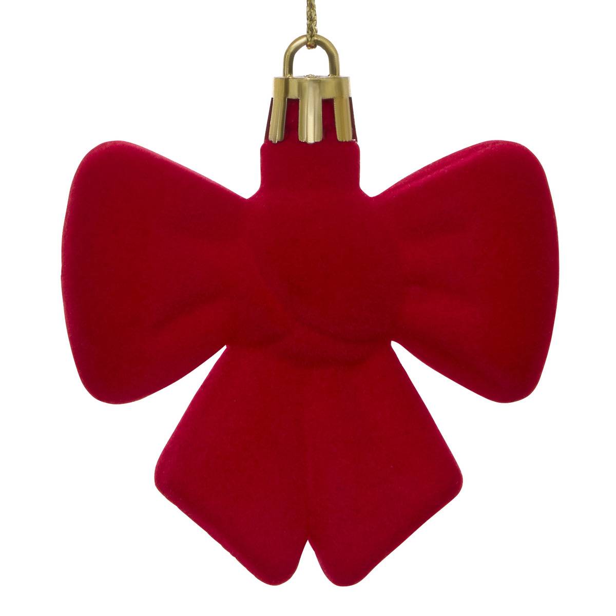 Lot de 2 suspensions de sapin nœud en plastique rouge 6 cm, FEERIC LIGHTS & CHRISTMAS