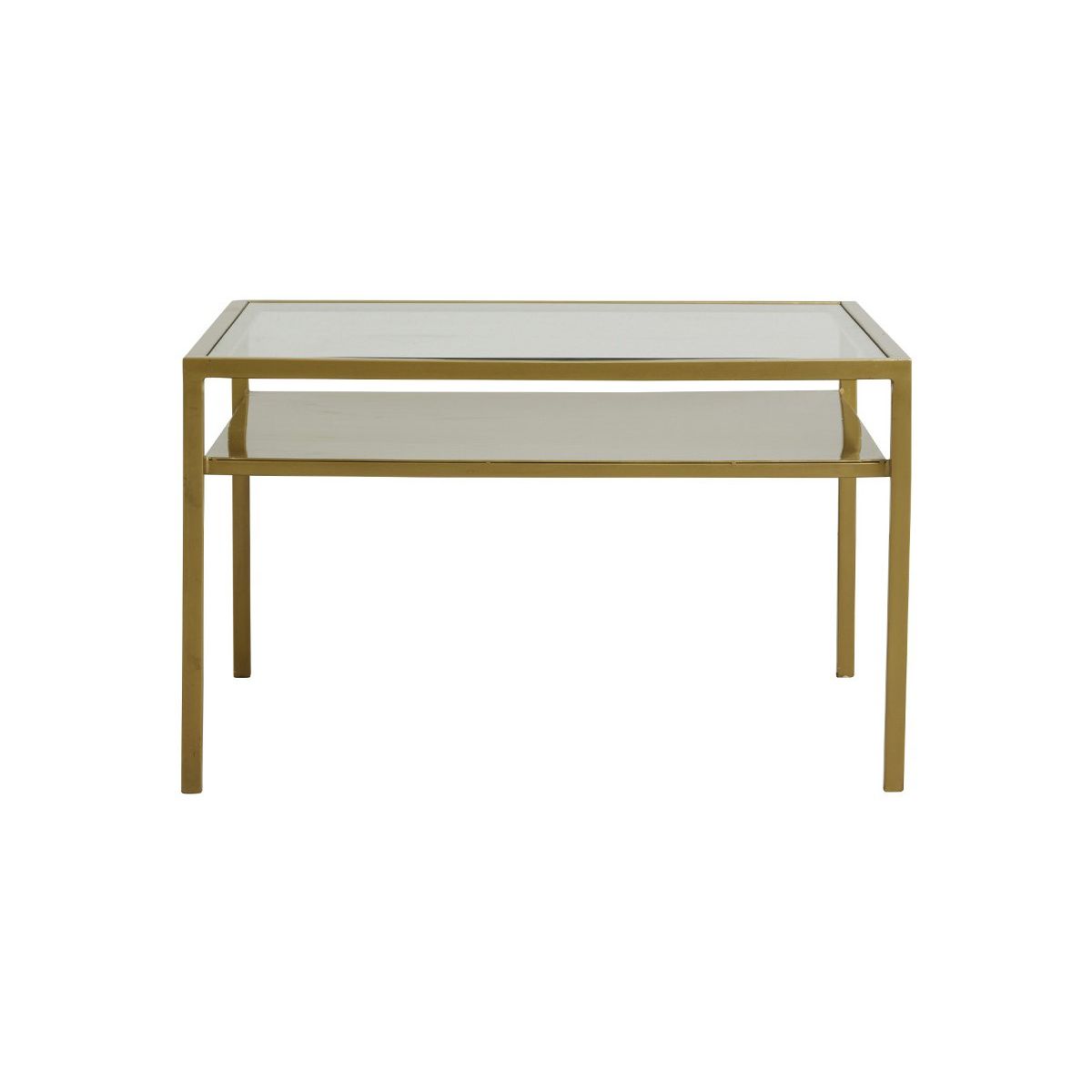 Table basse carrée en verre et métal doré TEMPO