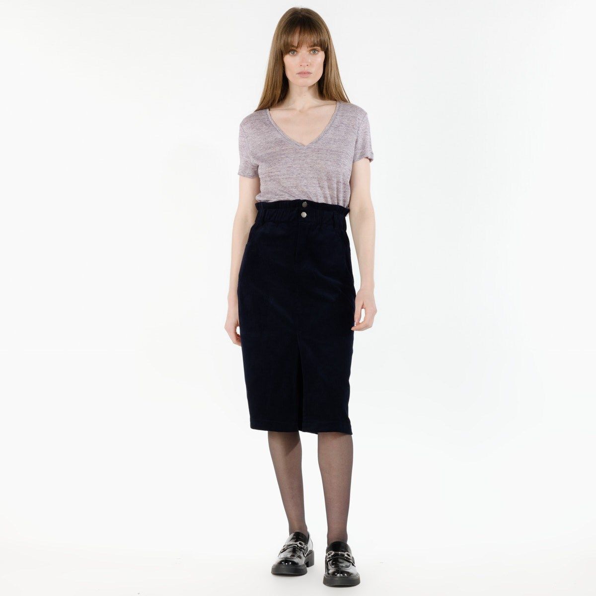 Jupe mi-longue couleur uni volantée et motif carré jacquard MARISA La Redoute Femme Vêtements Jupes Jupes imprimées 