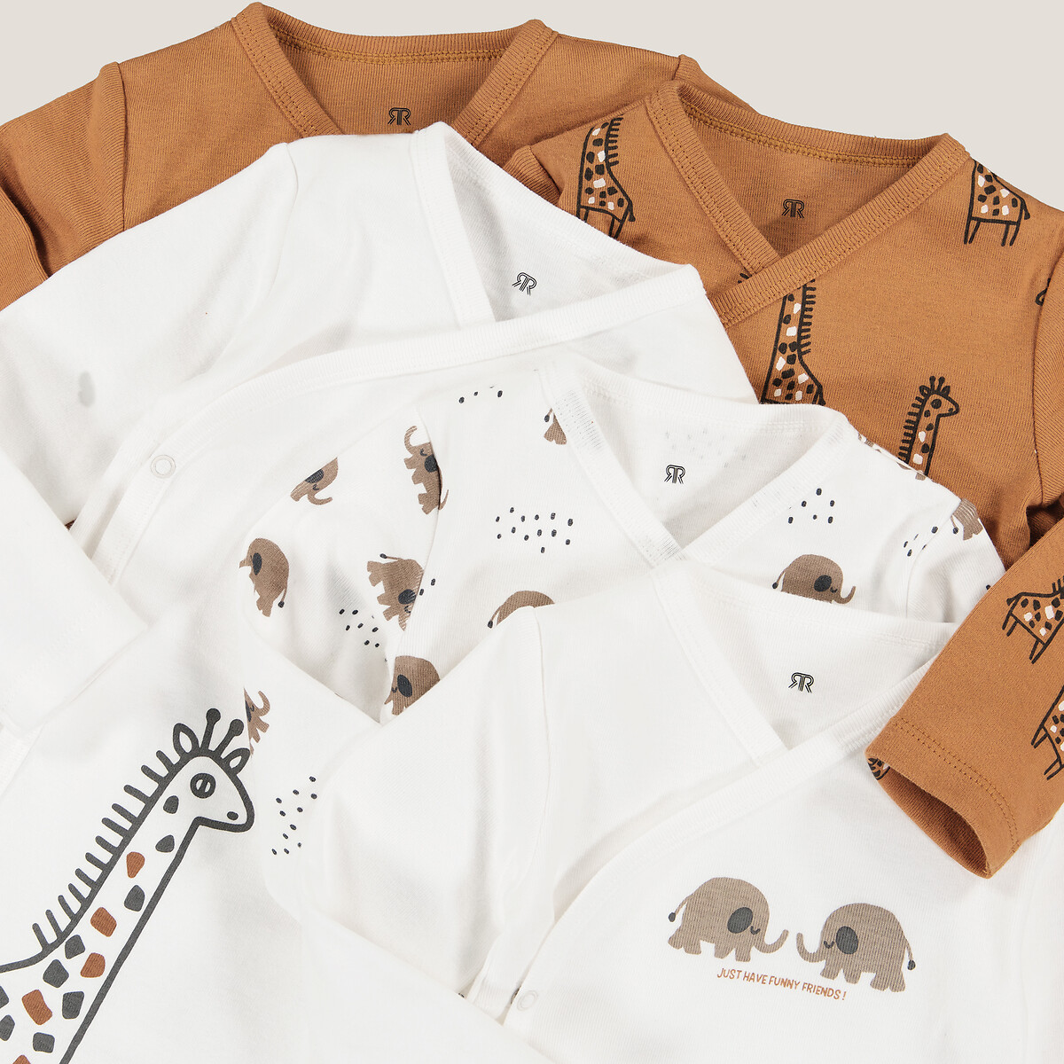 Pack of 5 newborn bodysuits with long sleeves ecru + brown La Redoute  Collections | La Redoute