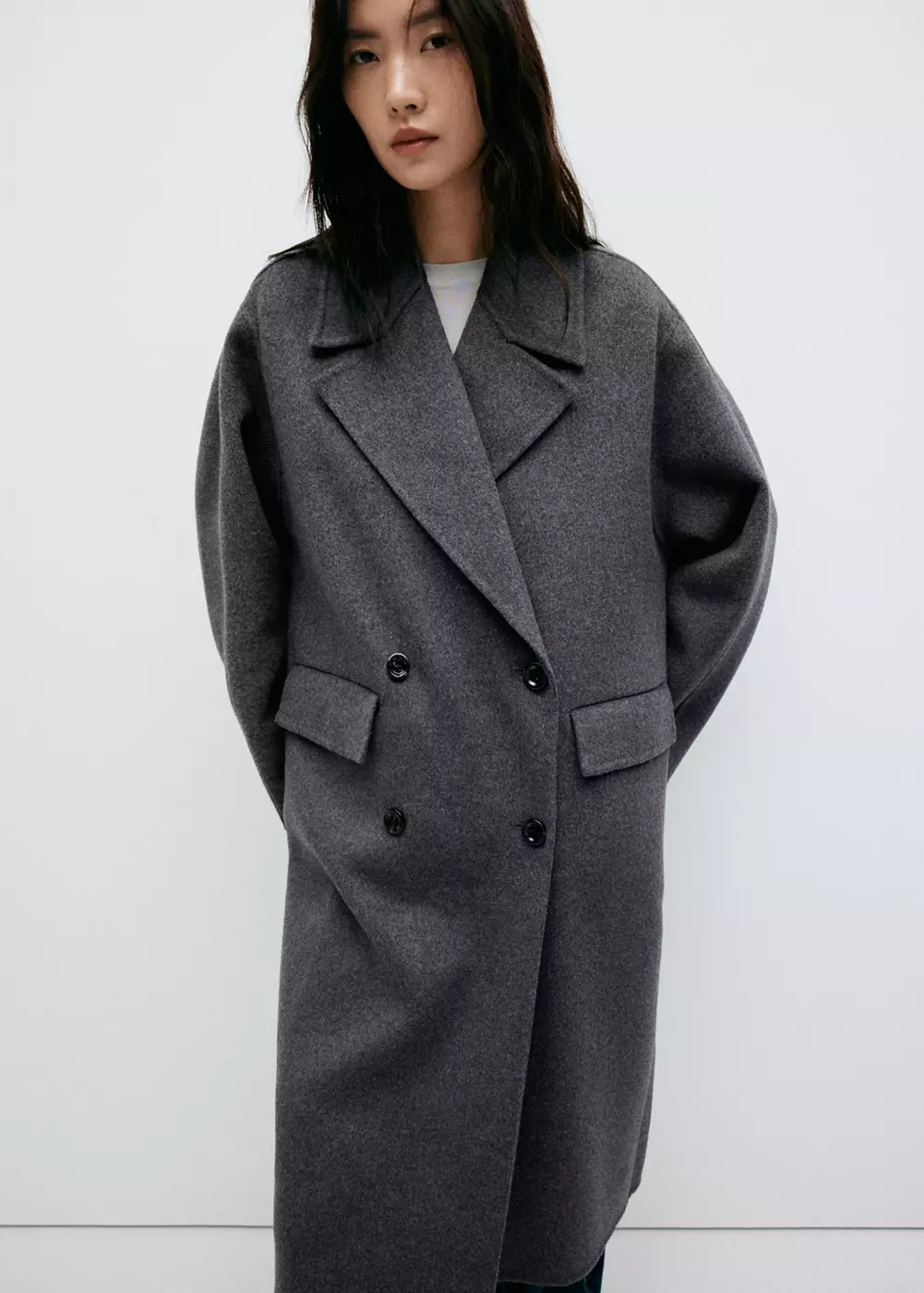 Manteau laine fait main oversize, MANGO