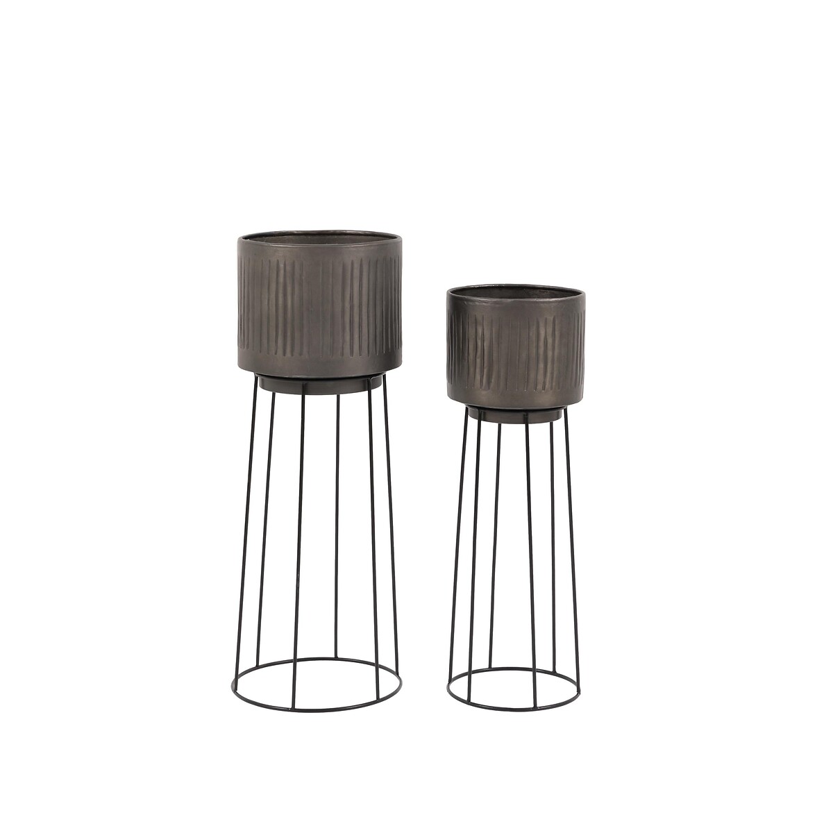 Set of 2 Elina Planters in Pewter, ÉDITÉ