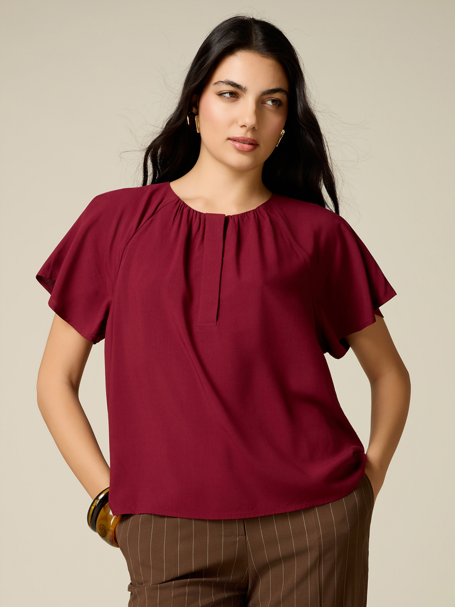 Blouse avec drapé, OLTRE