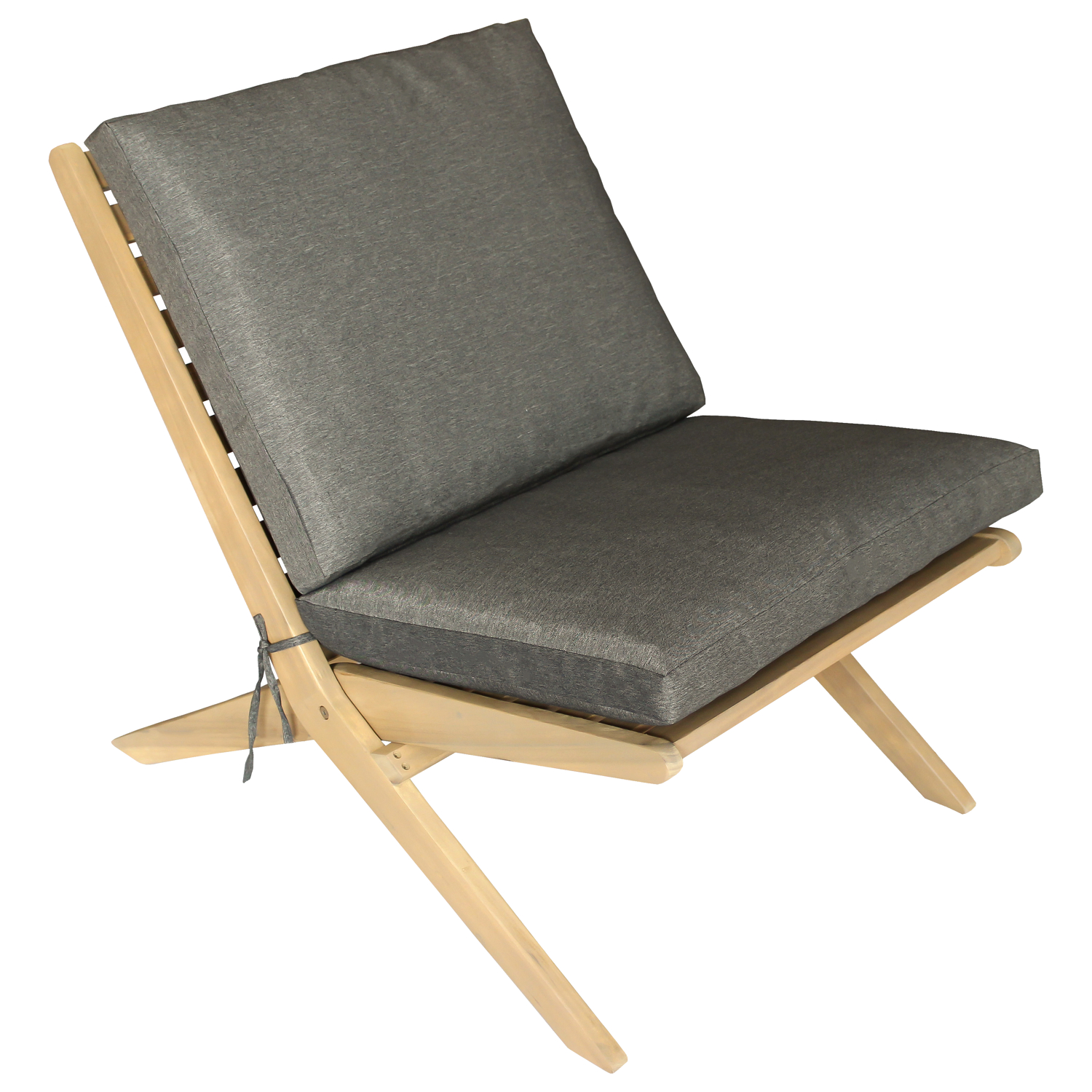 Fauteuil pliant acacia FARO coussin beige, FARO, HAPPY GARDEN
