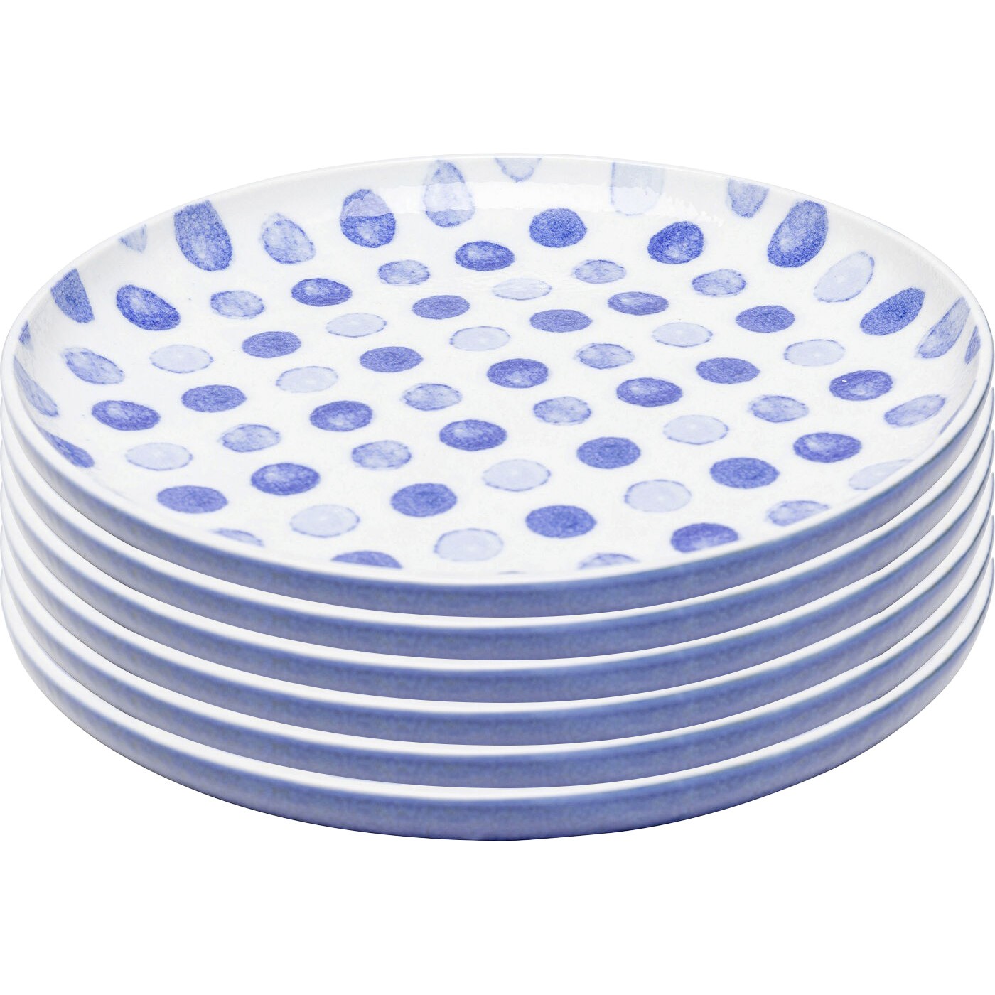 Lot de 6 assiettes plates à dessert à pois, PARTITO, KARE DESIGN