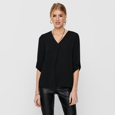 V-Neck Blouse with 3/4 Length Sleeves JDY