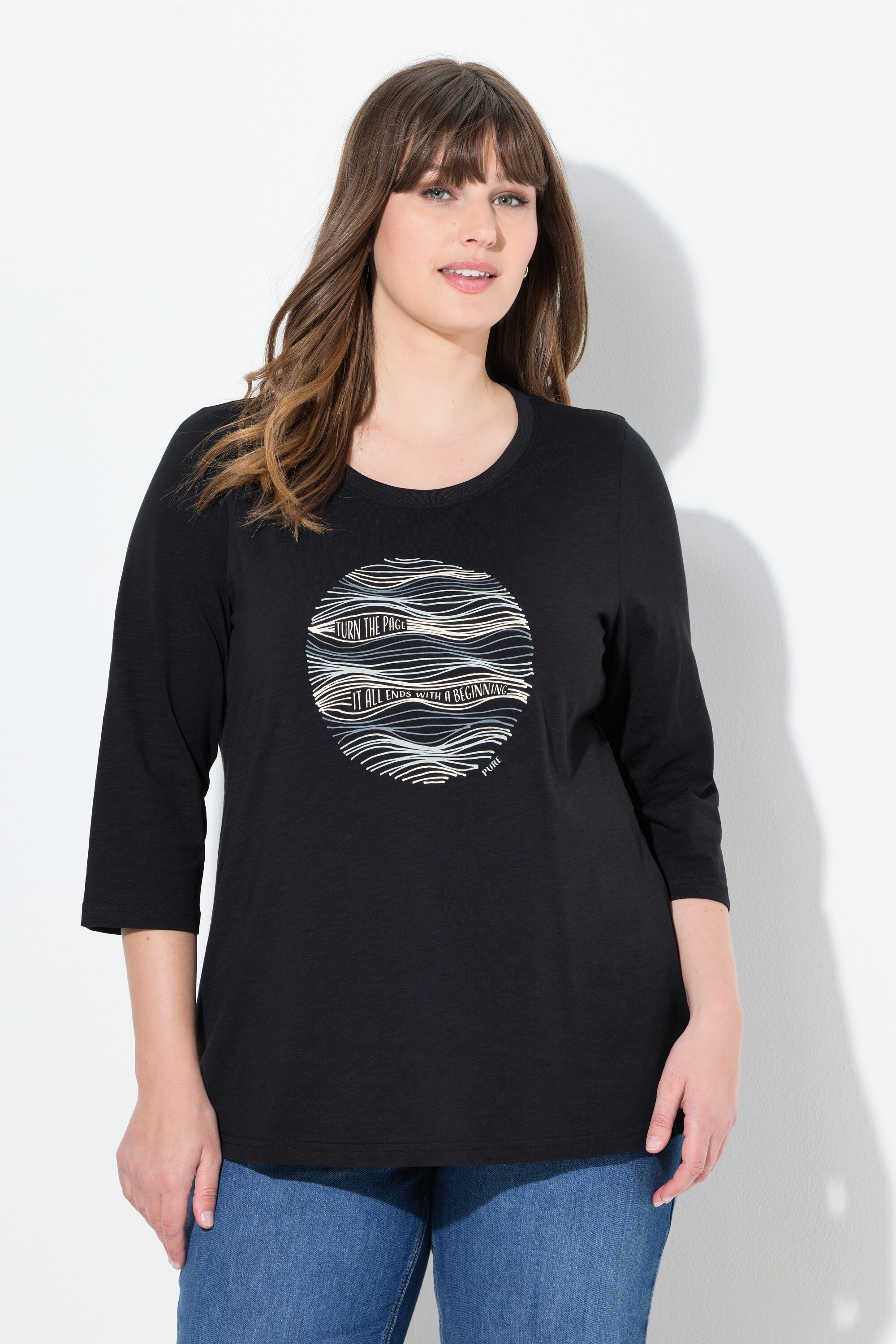 T-shirt à col rond et manches 3/4, ULLA POPKEN