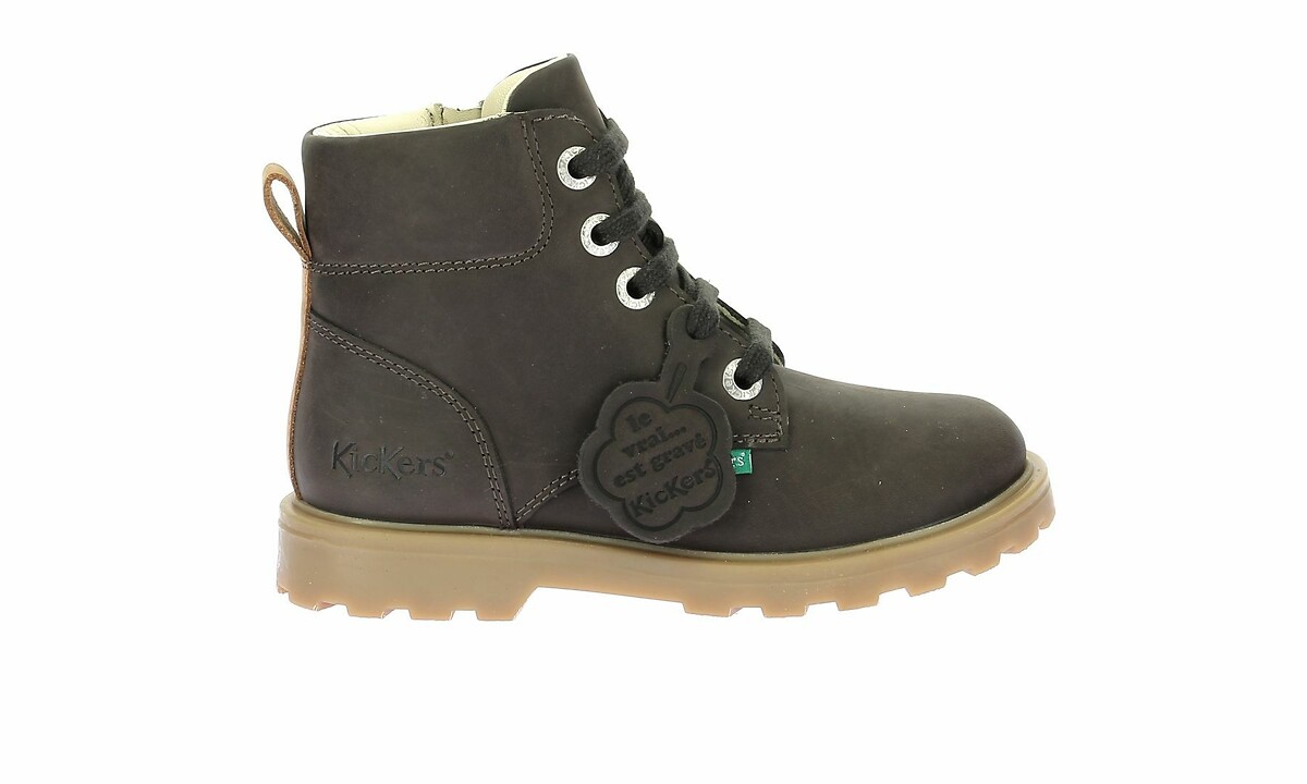 Kids Kick Bluck Lace-Up Ankle Boots in Leather, KICKERS