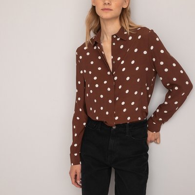 Polka Dot Draping Shirt with Long Sleeves LA REDOUTE COLLECTIONS