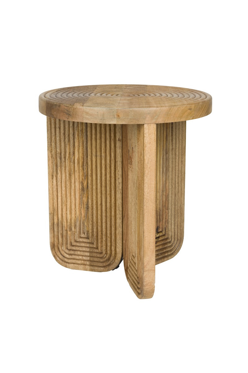 Table d'appoint ronde en bois sculptée - MAEZE, MATHI DESIGN
