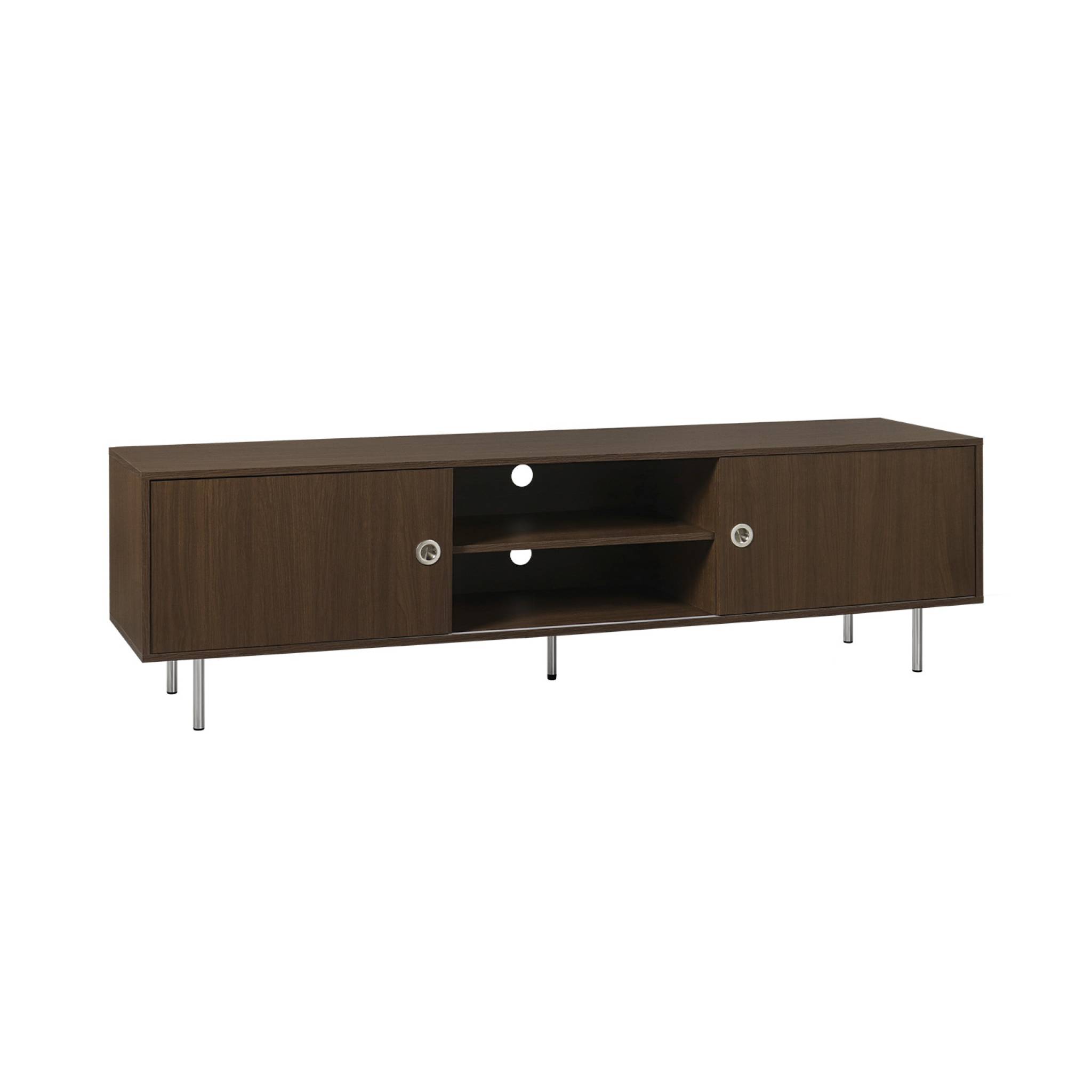 Meuble TV vintage décor bois et acier inoxydable 2 portes 180cm SHELBY, SWEEEK