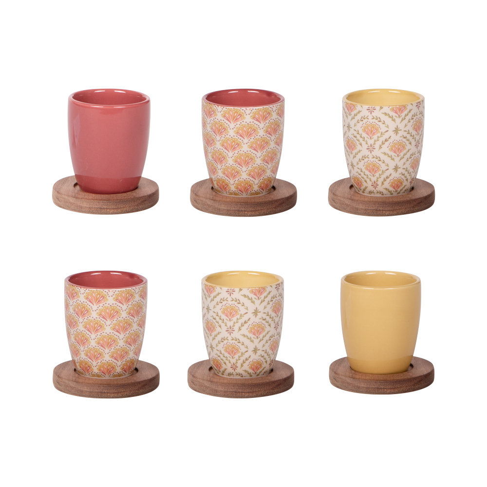 Coffret de 6 tasses et sous tasses Rangoli, TABLE PASSION