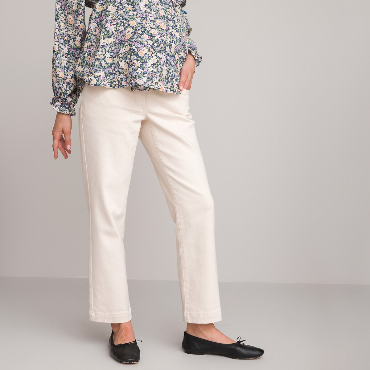 La Redoute Femme Vêtements Pantalons & Jeans Pantalons Pantalons coupe droite avec ceinture Pantalon de grossesse droit 