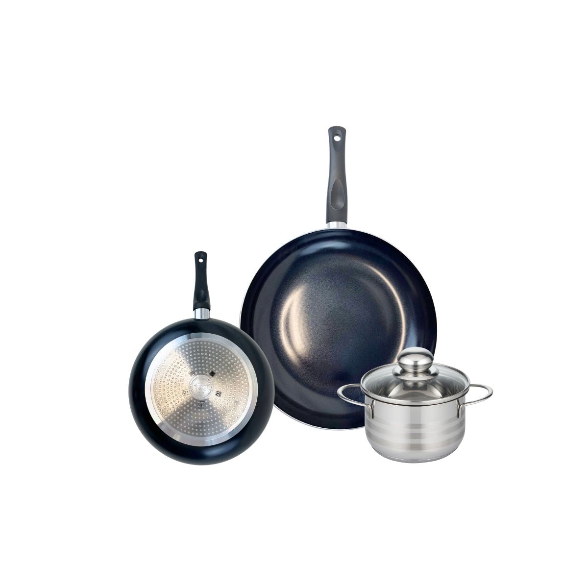 Batterie 2 poêles 20/28cm + 1 faitout 14cm PRIMA BRILLANT, ELO