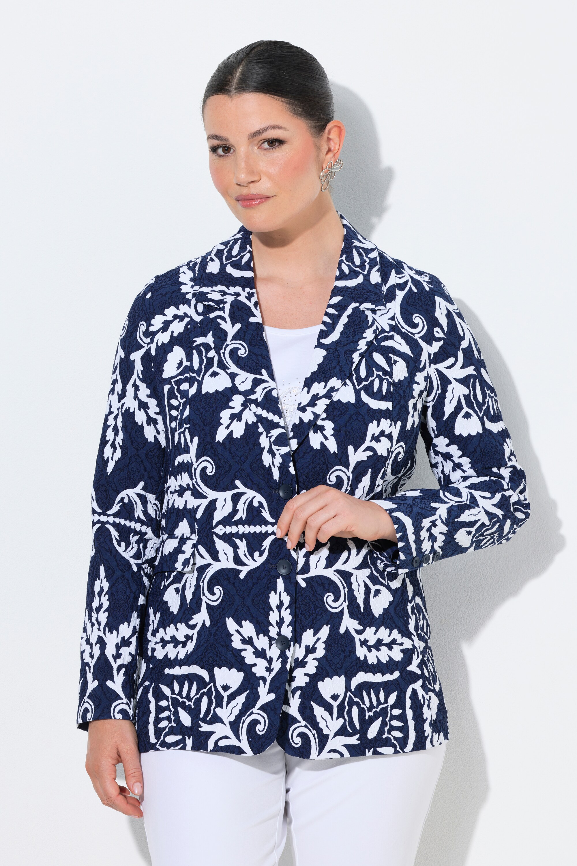 Blazer jacquard avec col à revers, ULLA POPKEN