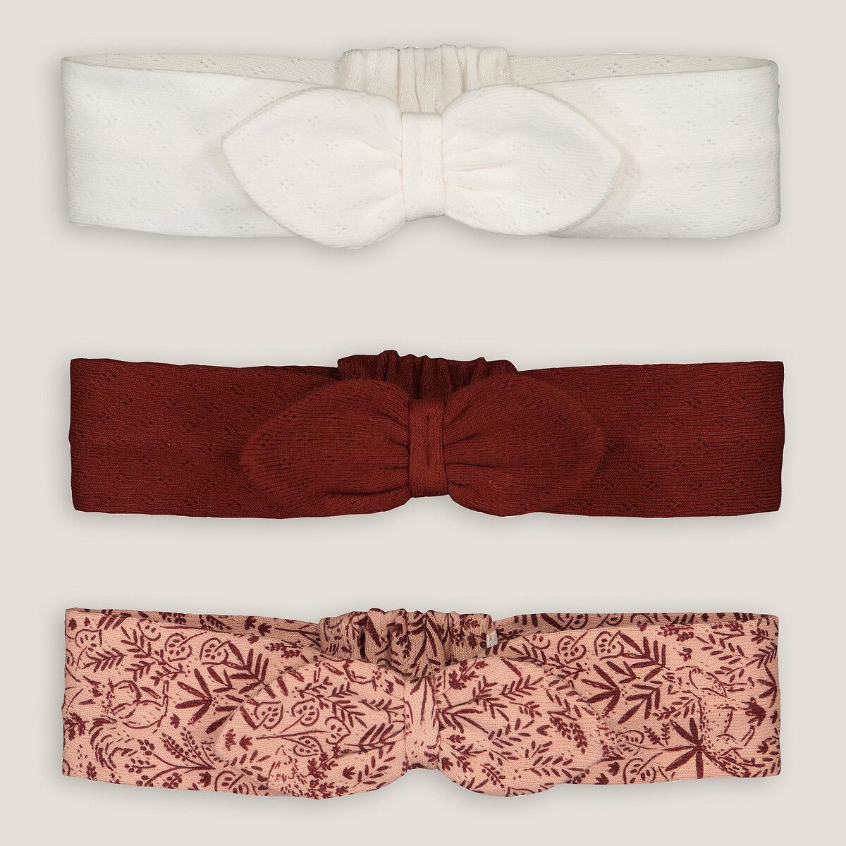 Pack of 3 Headbands in Cotton with Fixed Bows