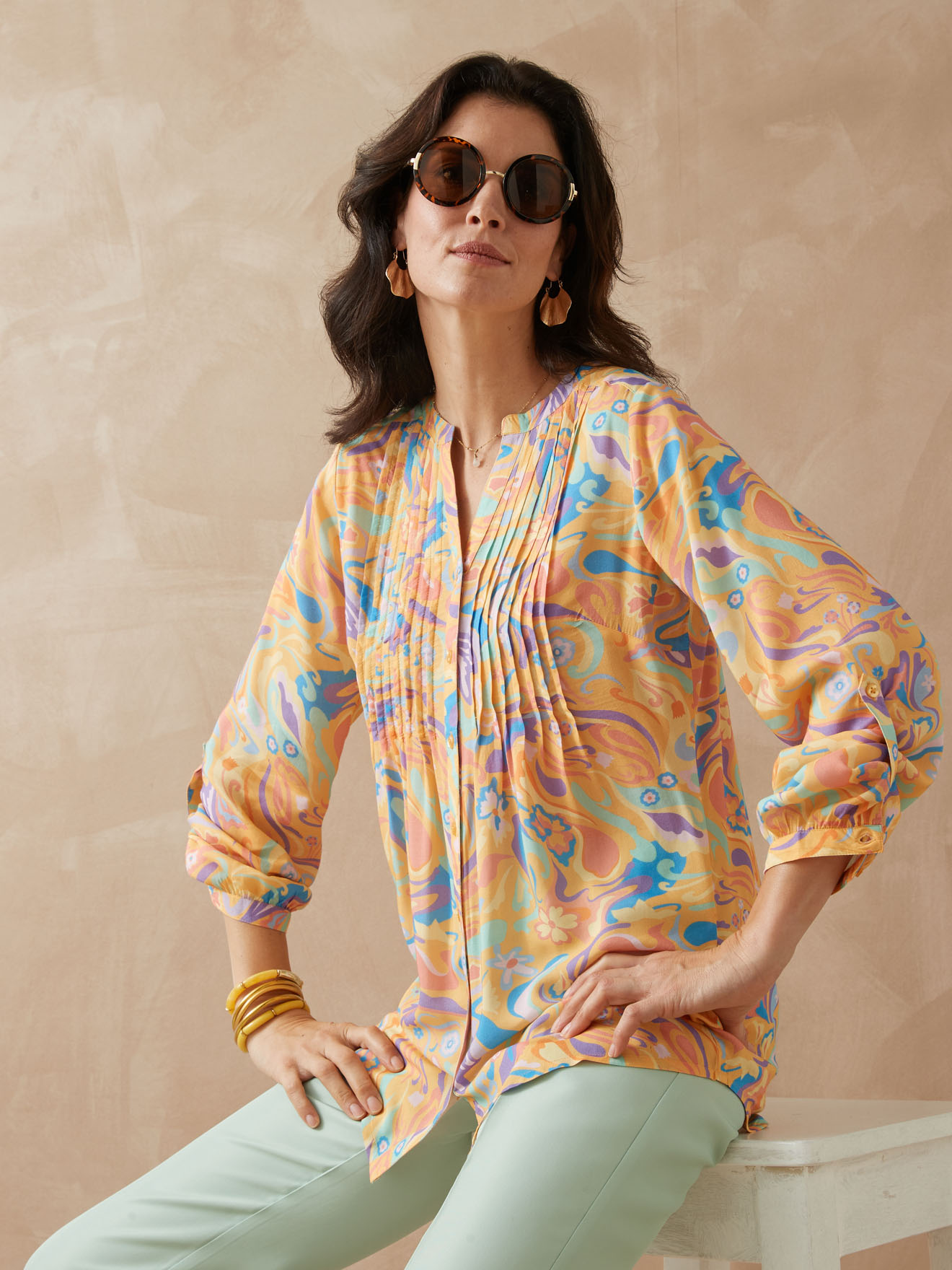 Chemisier Tunique Prickly Pear 100% Coton Fin - Taille M - Occasion Très Bon état (presque Neuf)