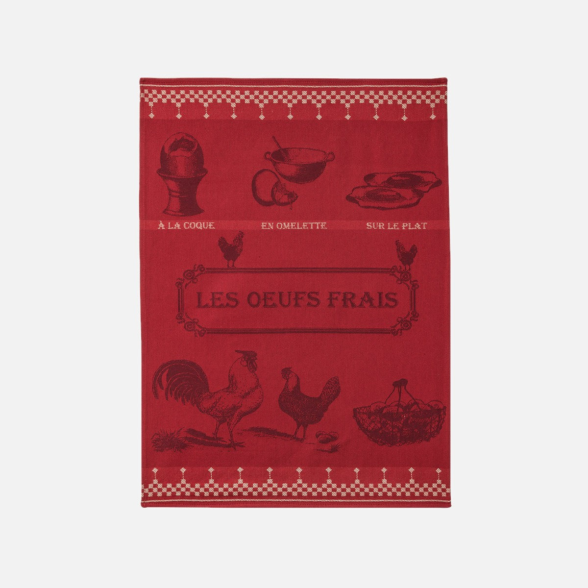 Torchon jacquard en coton OEUFS FRAIS, COUCKE