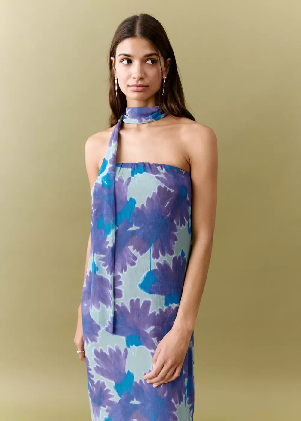 Robe imprimée avec foulard, MANGO TEEN