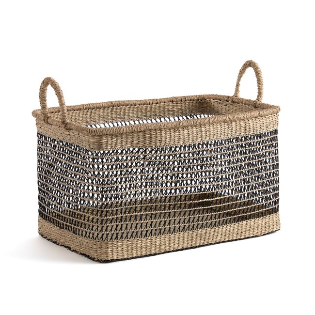 Kezia Rectangular Woven Grass Basket natural/black LA REDOUTE INTERIEURS