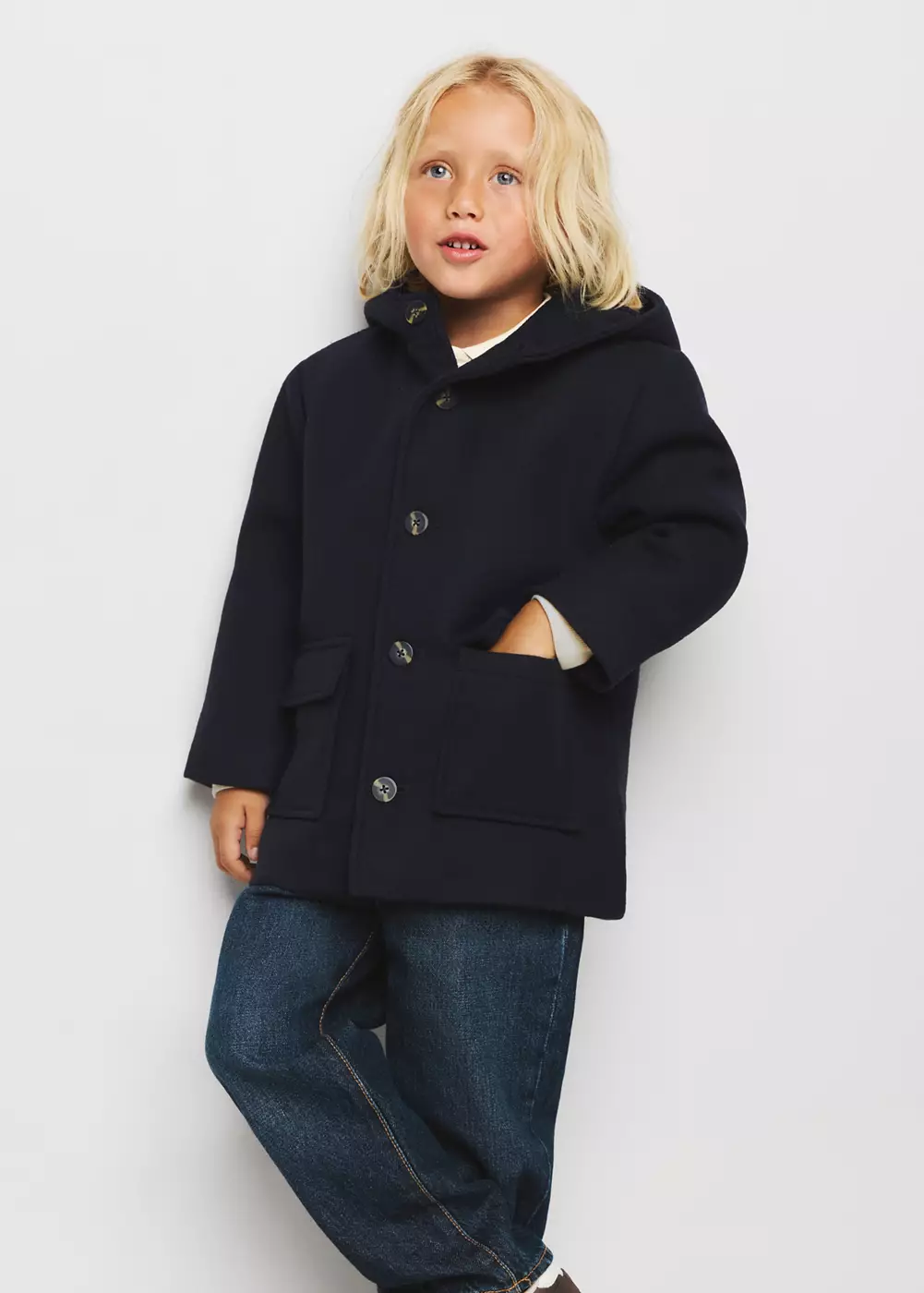 Manteau en drap de laine mélangée, MANGO BABY