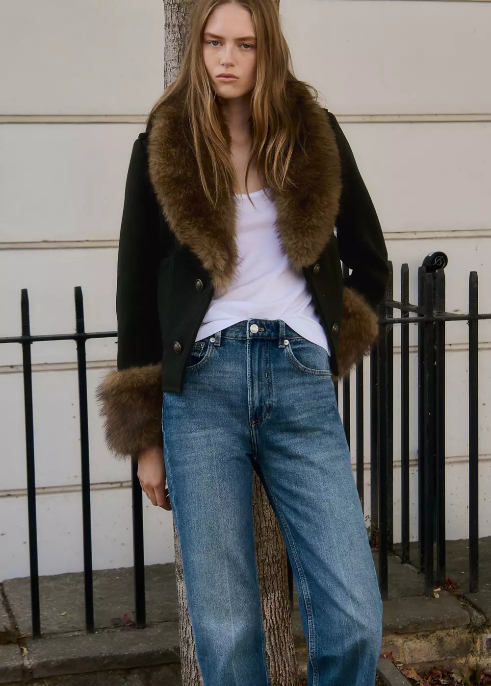 Jean droit taille haute, MANGO