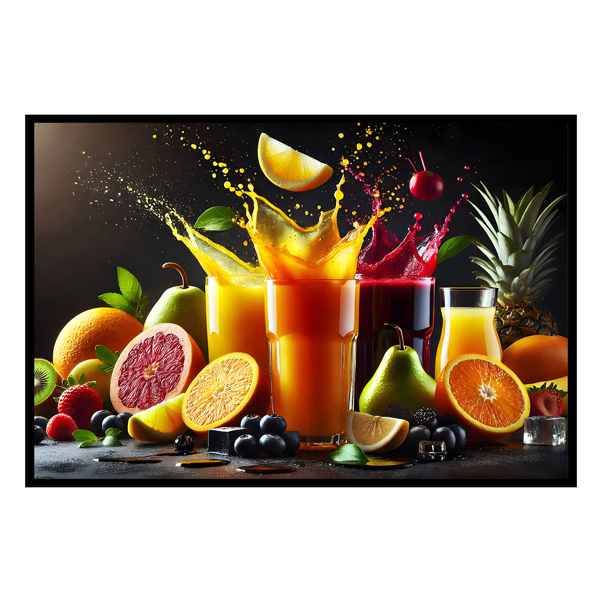 Affiche encadrée jus de fruits exotiques, HEXOA