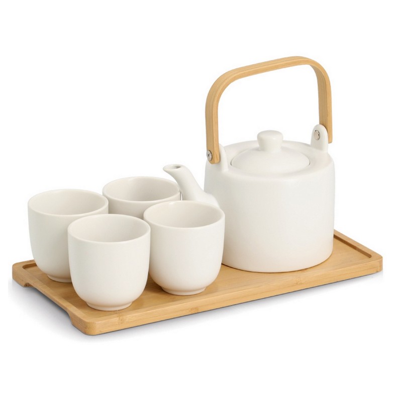 Service à thé théière 4 tasses grès plateau, ZELLER PRESENT