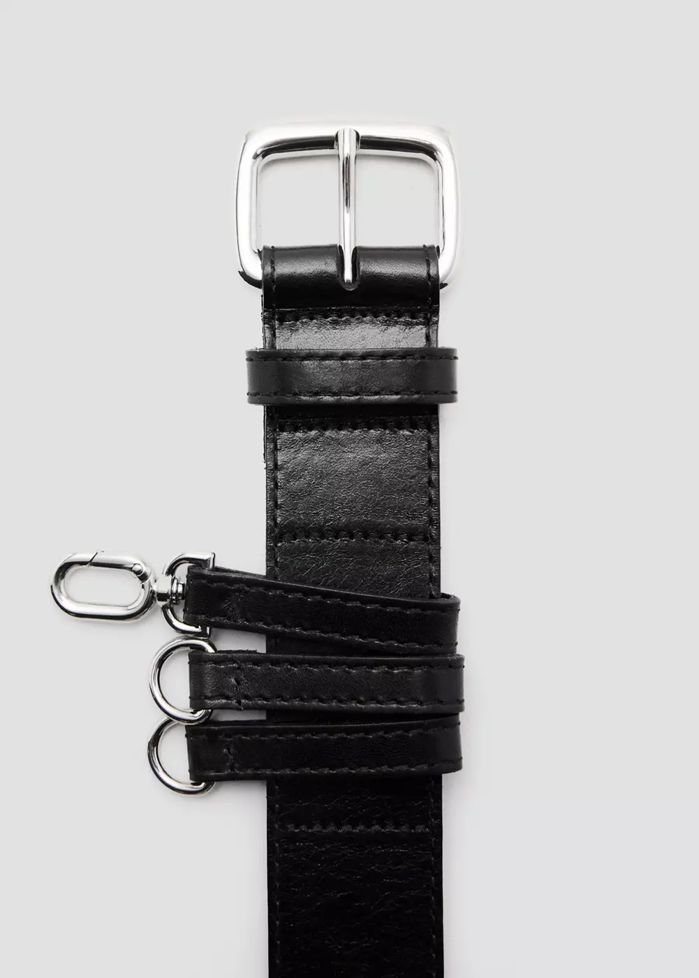 Ceinture en cuir avec passants, MANGO