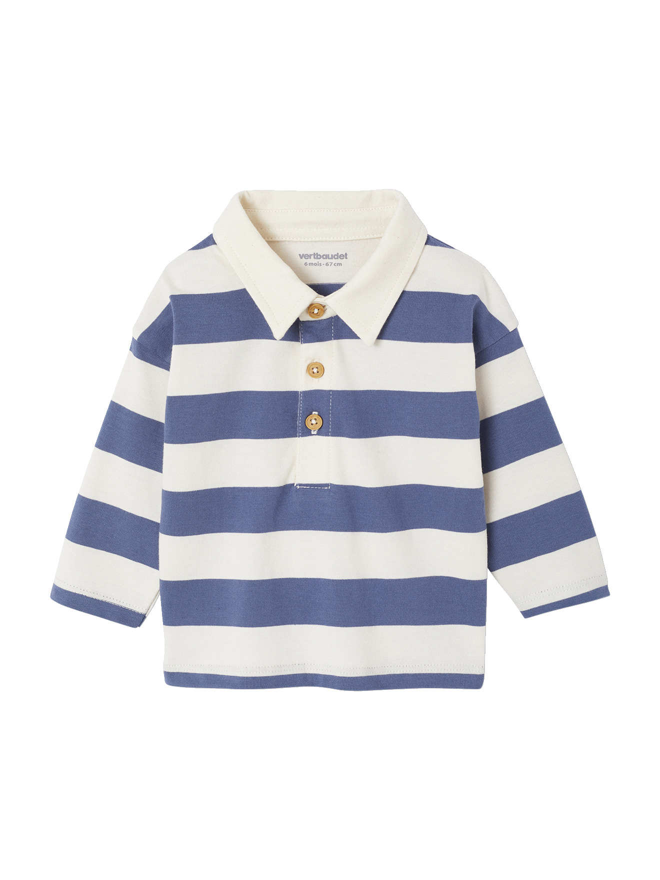 T-shirt polo rayé manches longues, VERTBAUDET